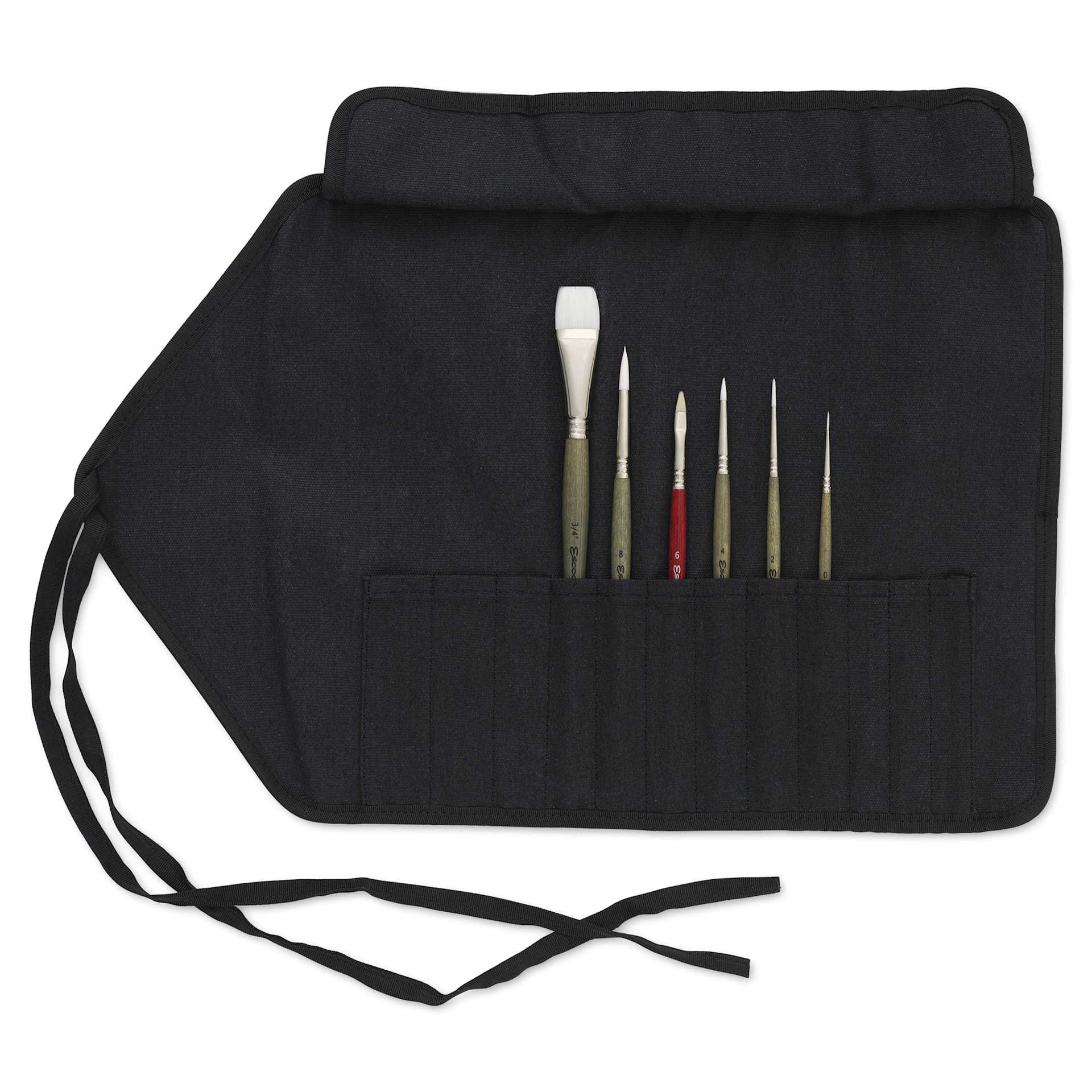 Escoda Signature Ali Cavanaugh Synthetic Brushes - Assorted, Set of 6, case open showing brushes inside