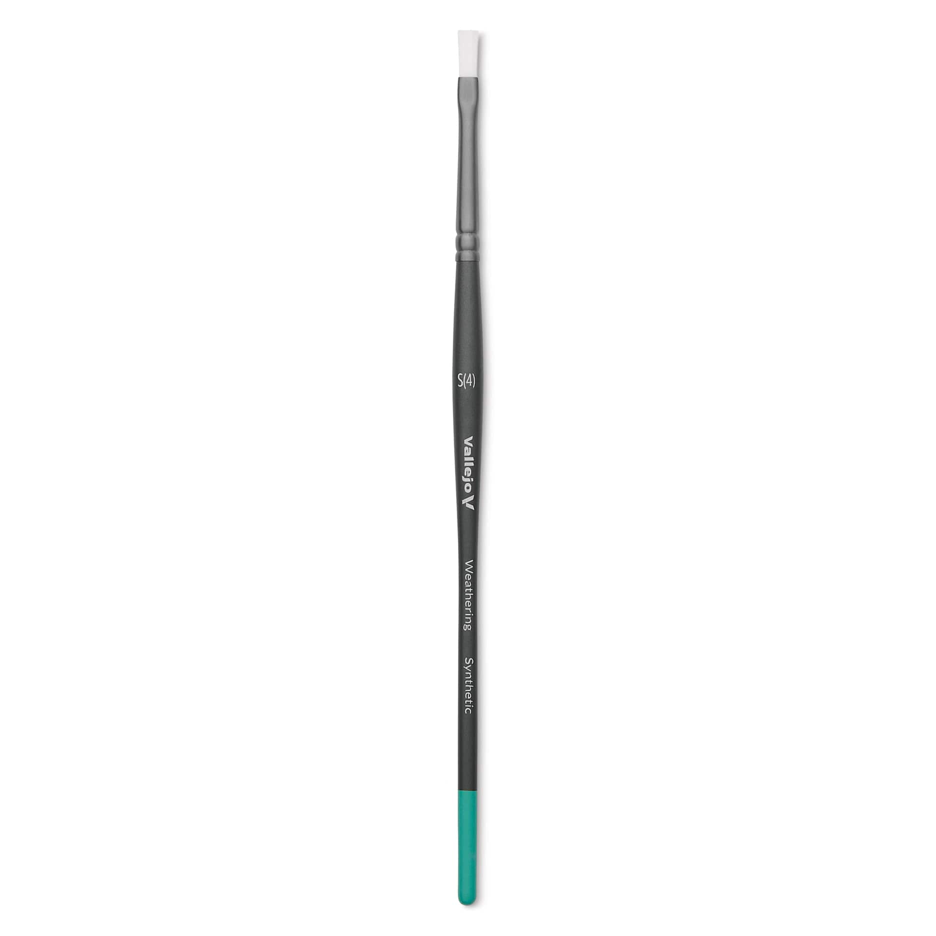 Vallejo White Synthetic Weathering Brush - Flat, Small Size 4