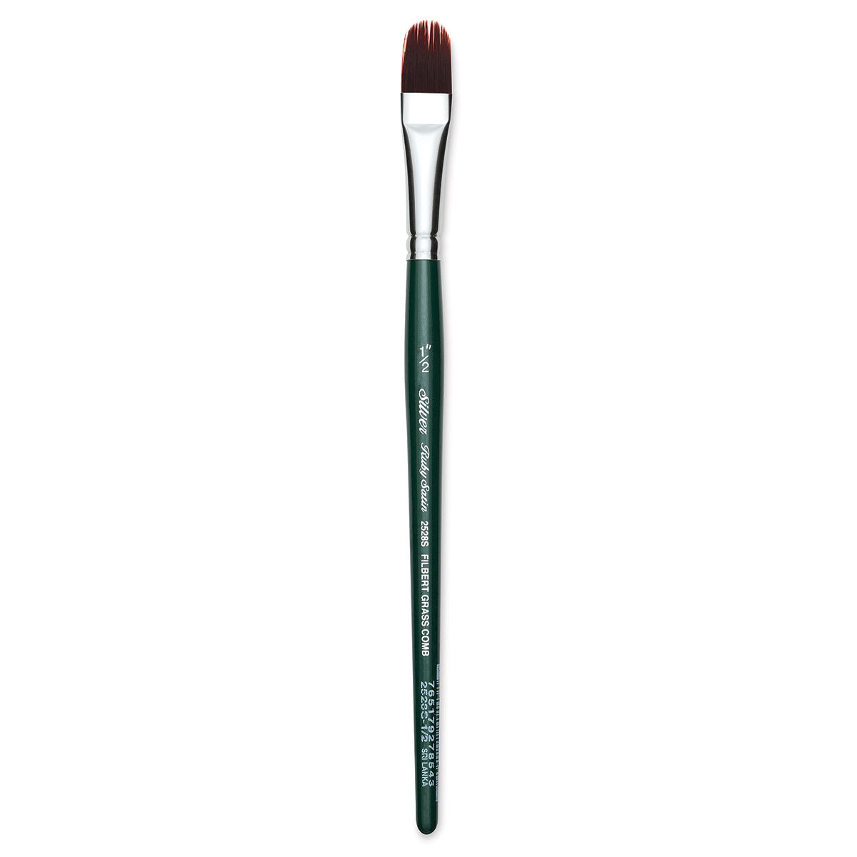 Silver Brush Ruby Satin Synthetic Brush - Filbert Comb, Size 1/2", Short Handle