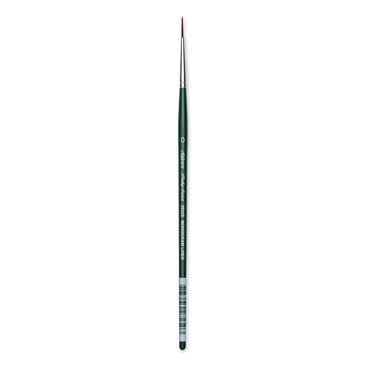 Silver Brush Ruby Satin Synthetic Brush - Monogram Liner, Size 0, Short Handle