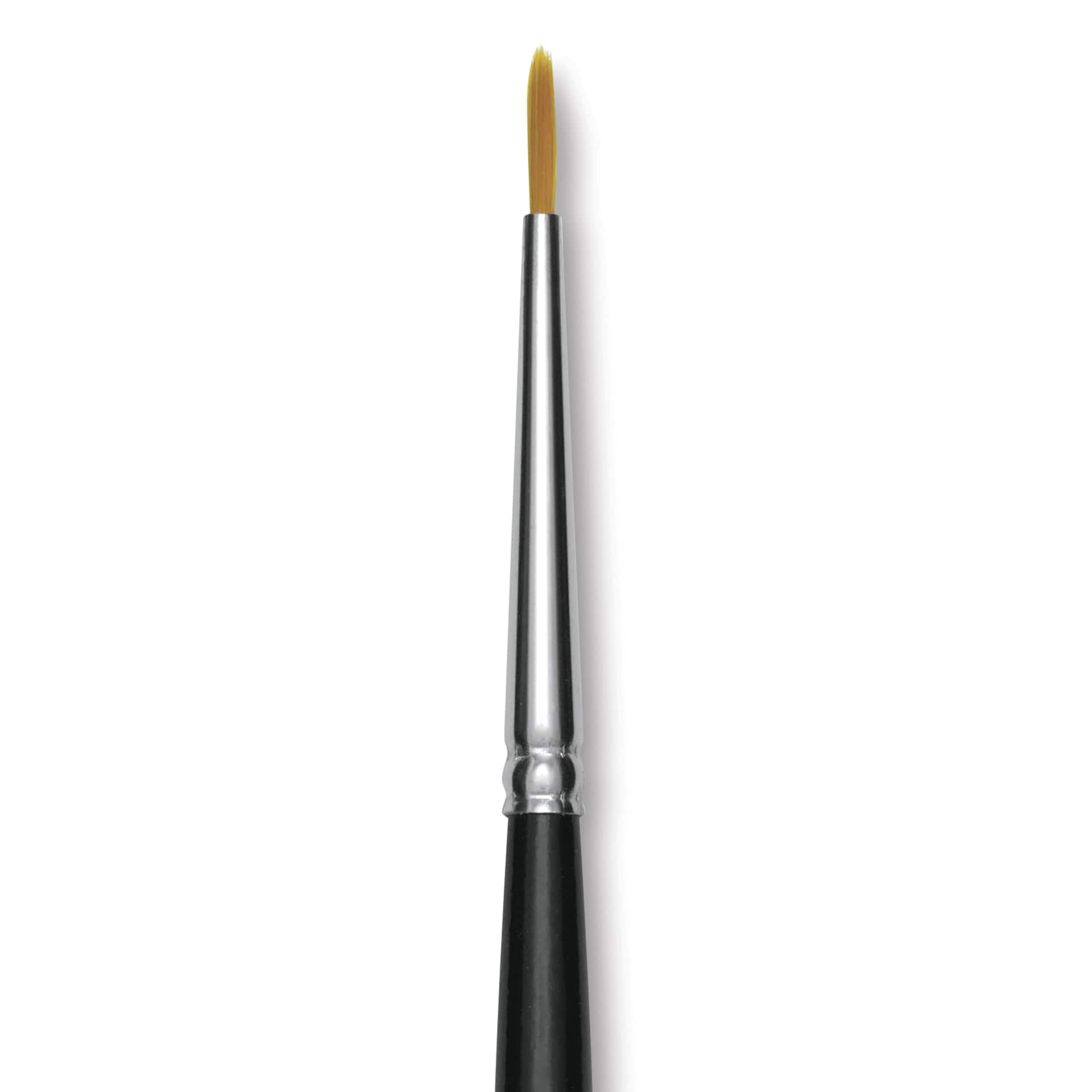 Trekell Synthetic Gold Taklon Brush - Round, Short Handle, Size 0, close-up