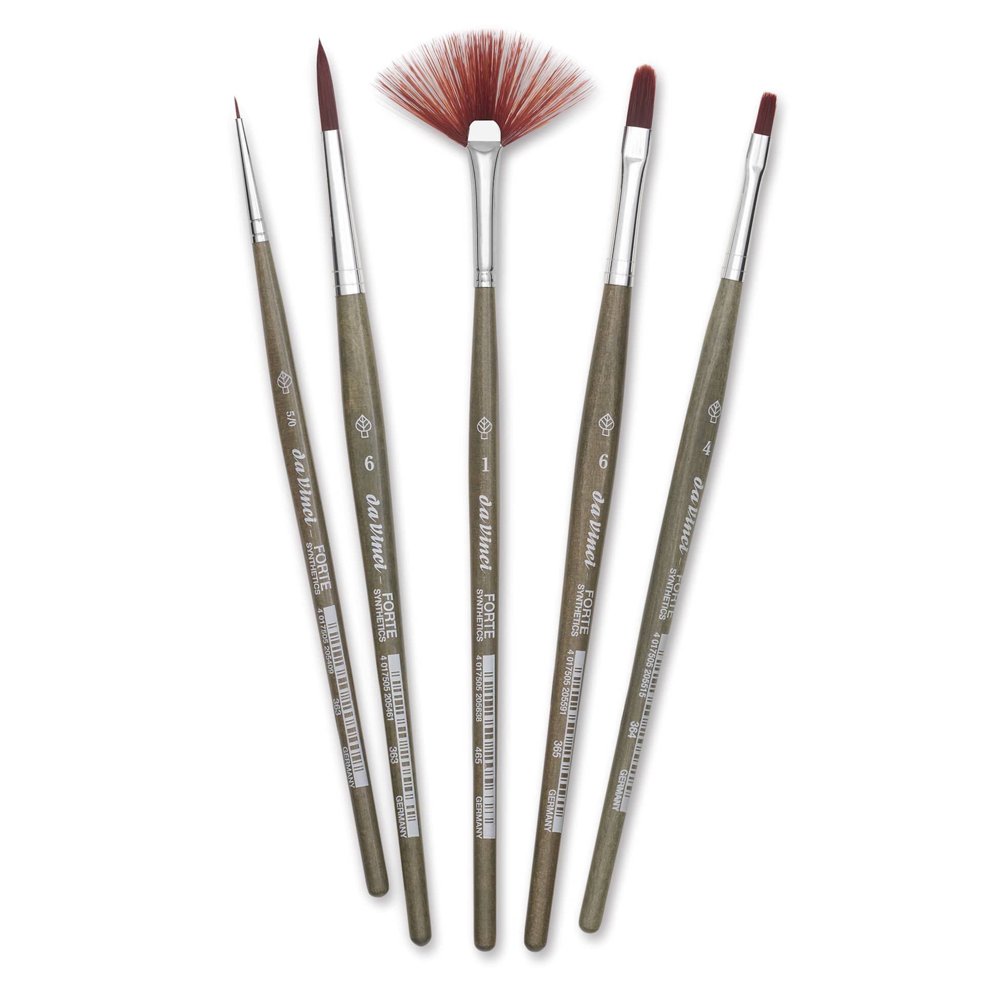 Da Vinci Forte Synthetic Brushes - Set of 5, Short Handle, Set 5008 Da Vinci Forte Synthetic Brushes - Set of 5, Short Handle, Set 5008