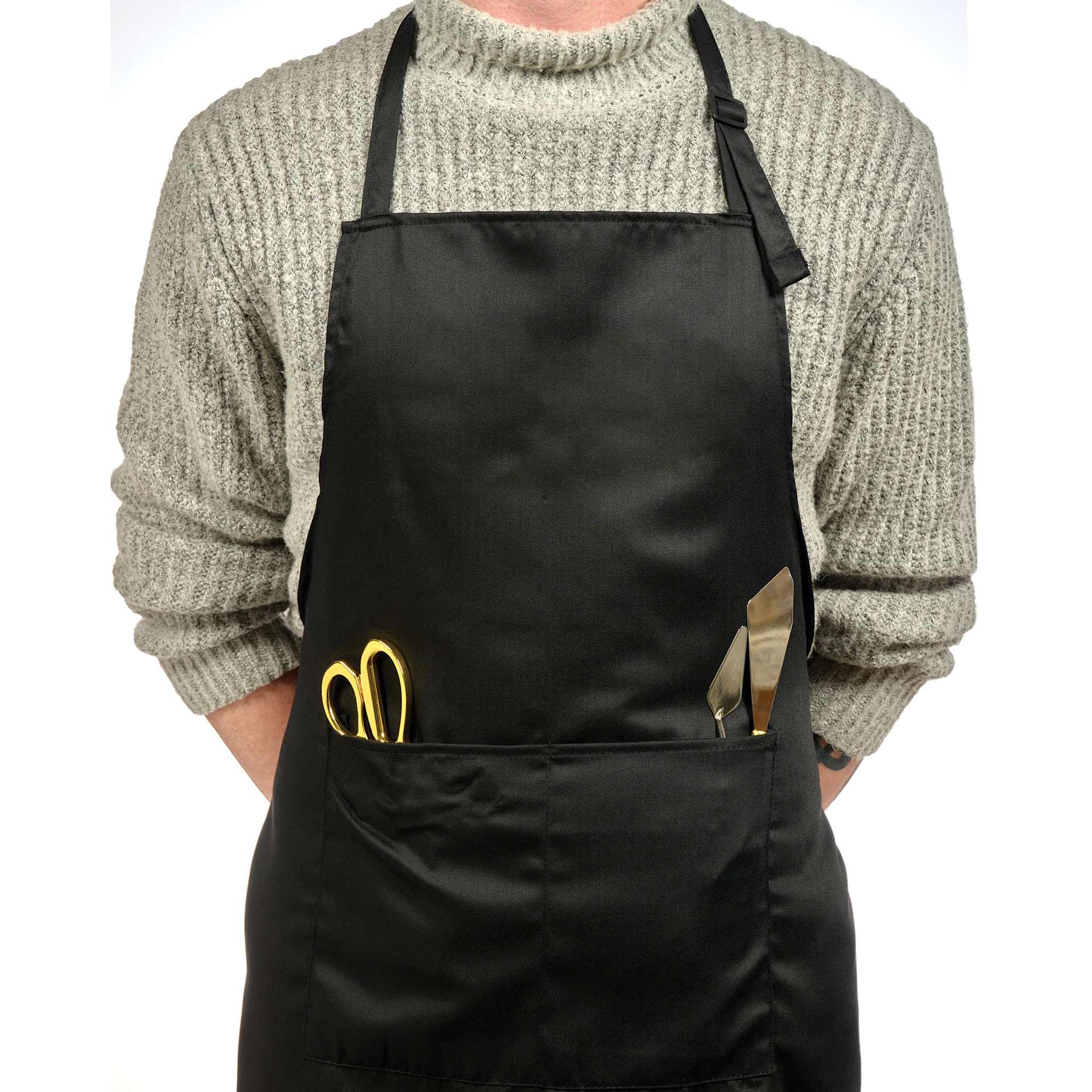 Blick Classic Black Apron with items in pockets (not included)