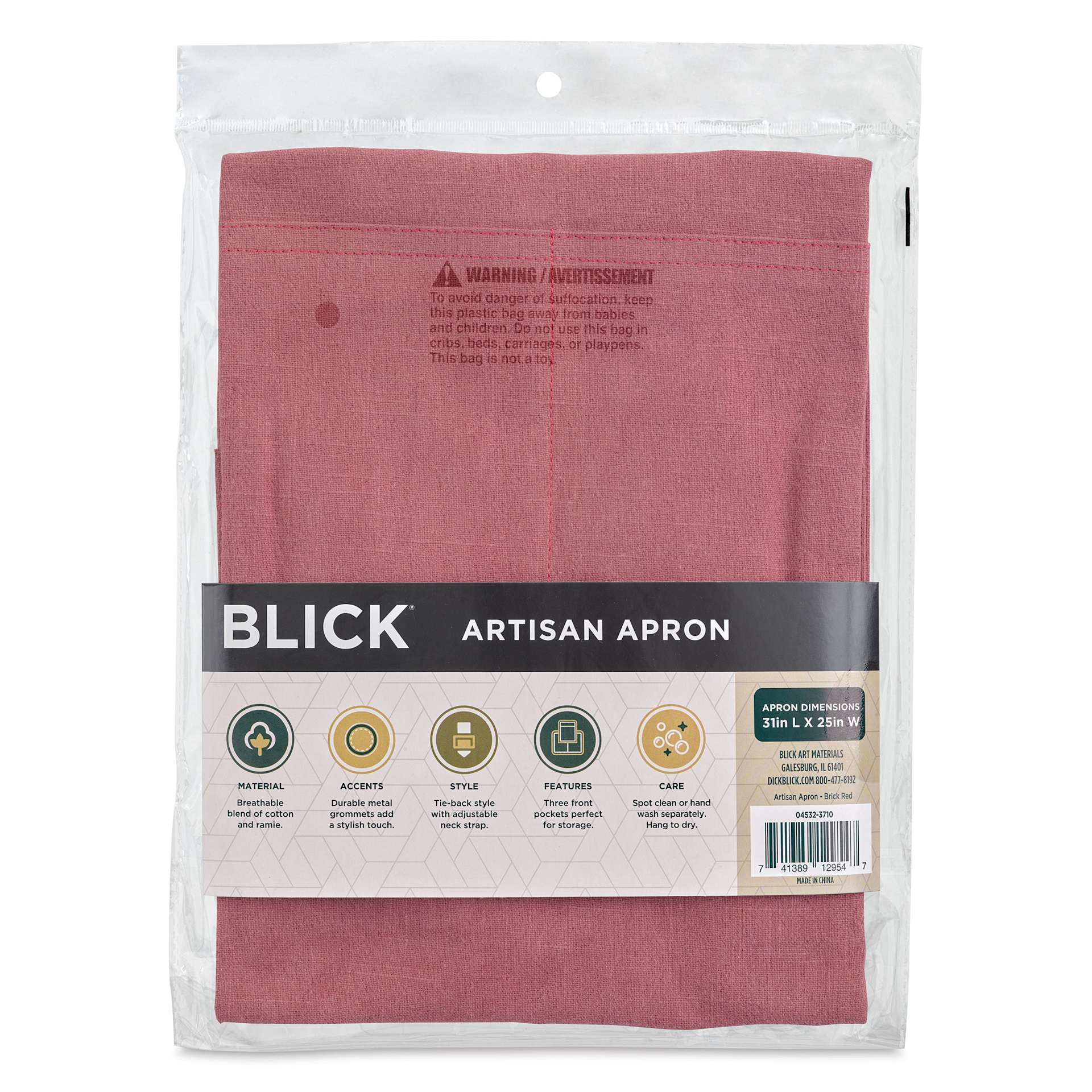 Blick Artisan Apron - Brick Red back of package