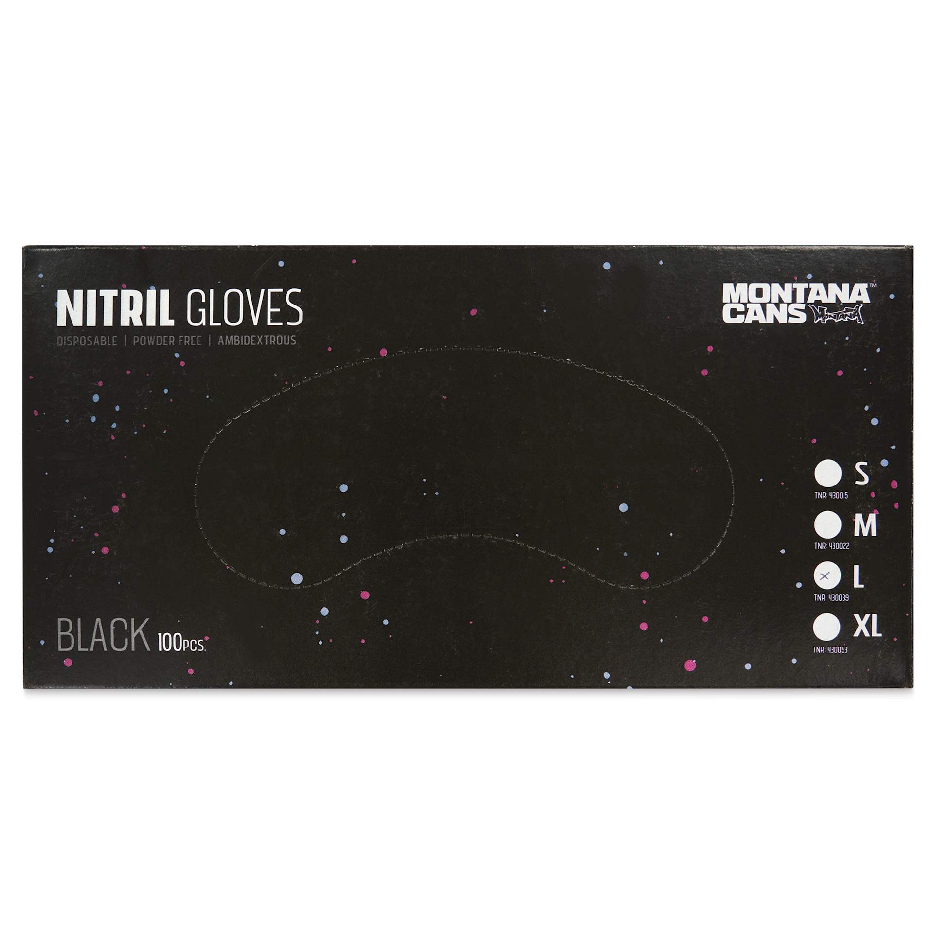 Montana Nitrile Gloves - Large, Pkg of 100 Pairs, front of the packaging