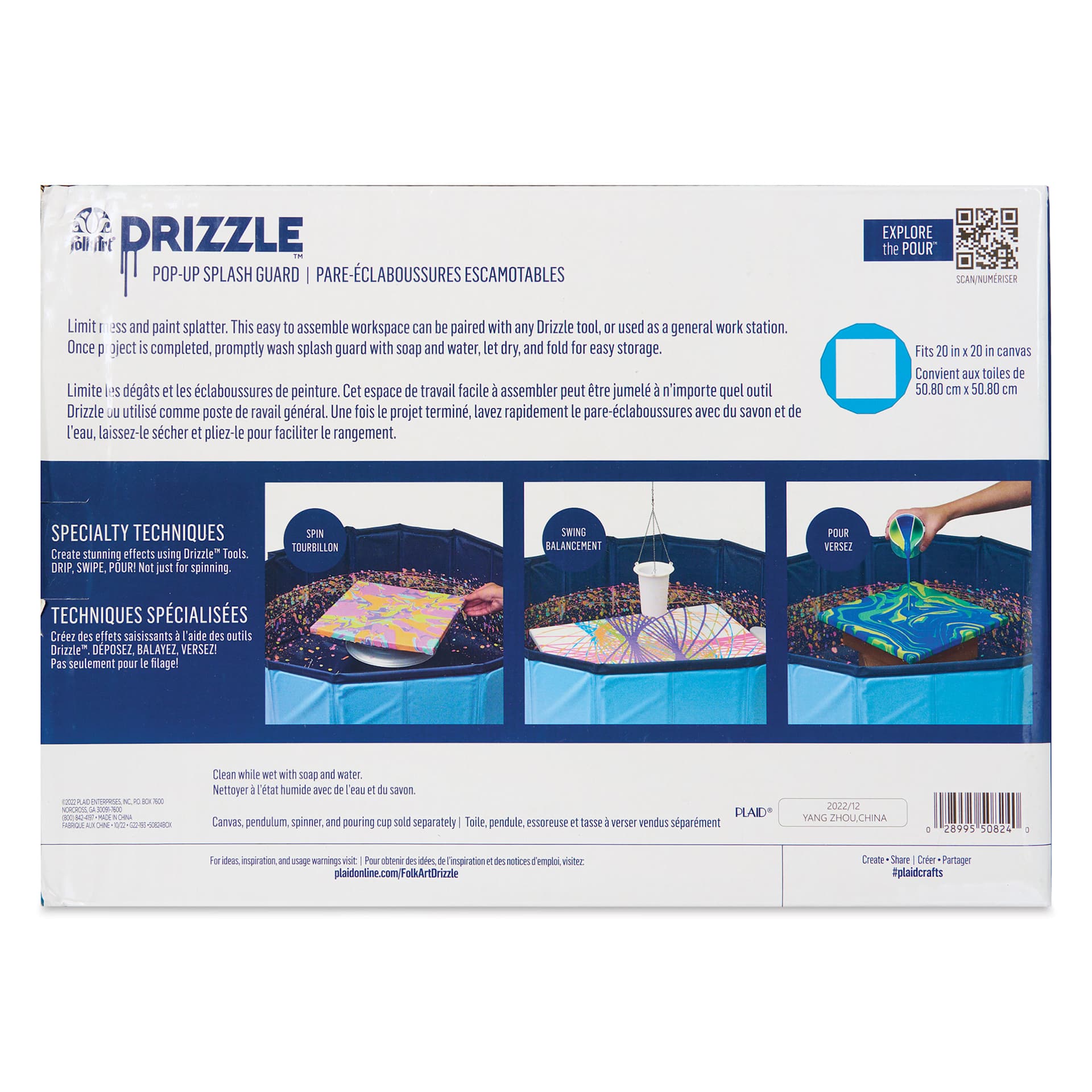 FolkArt Drizzle Splash Guard - 8" x 30", back of the packaging