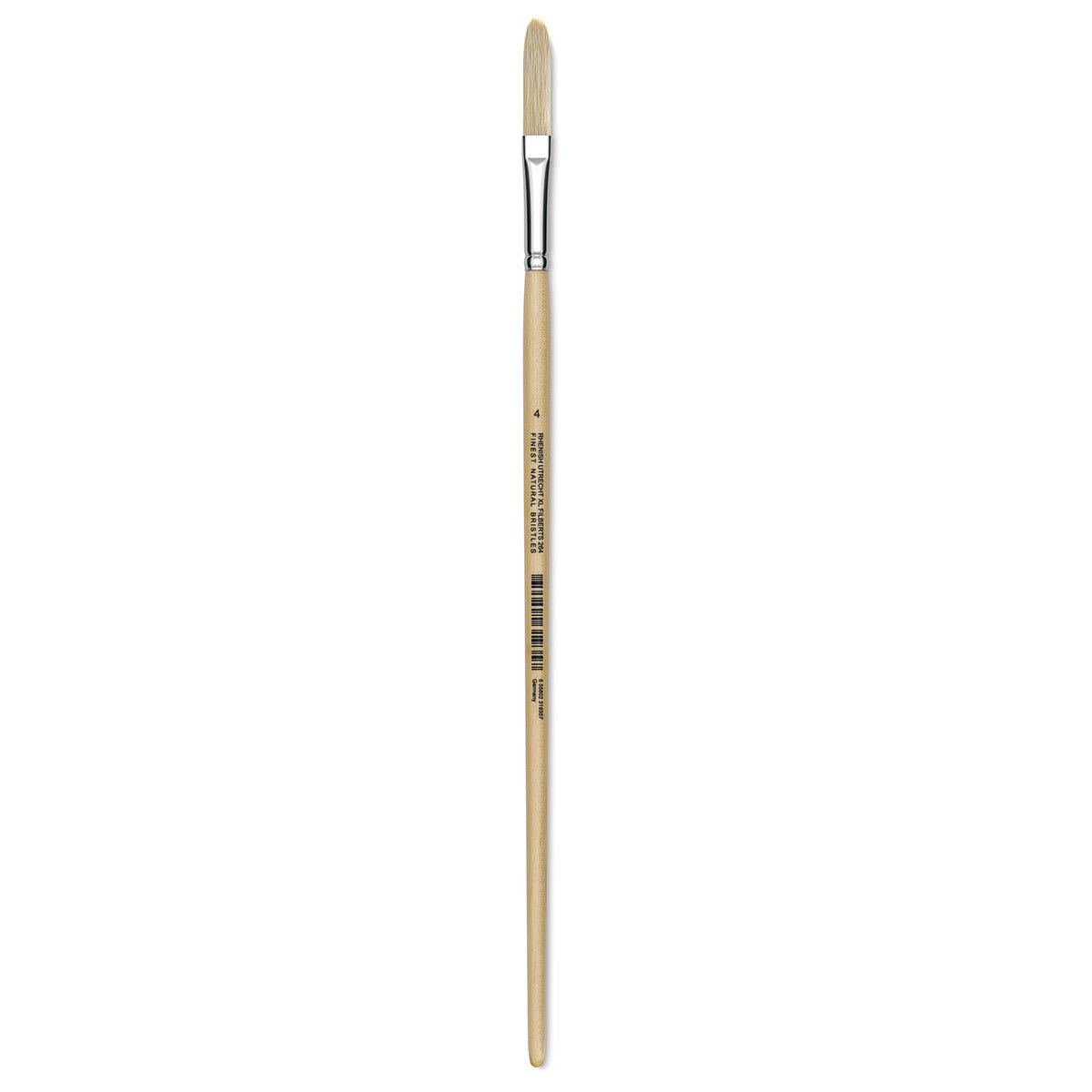 Utrecht Rhenish Pure Hog Bristle Brush - Extra Long Filbert, Size 4, Long Handle (full length)