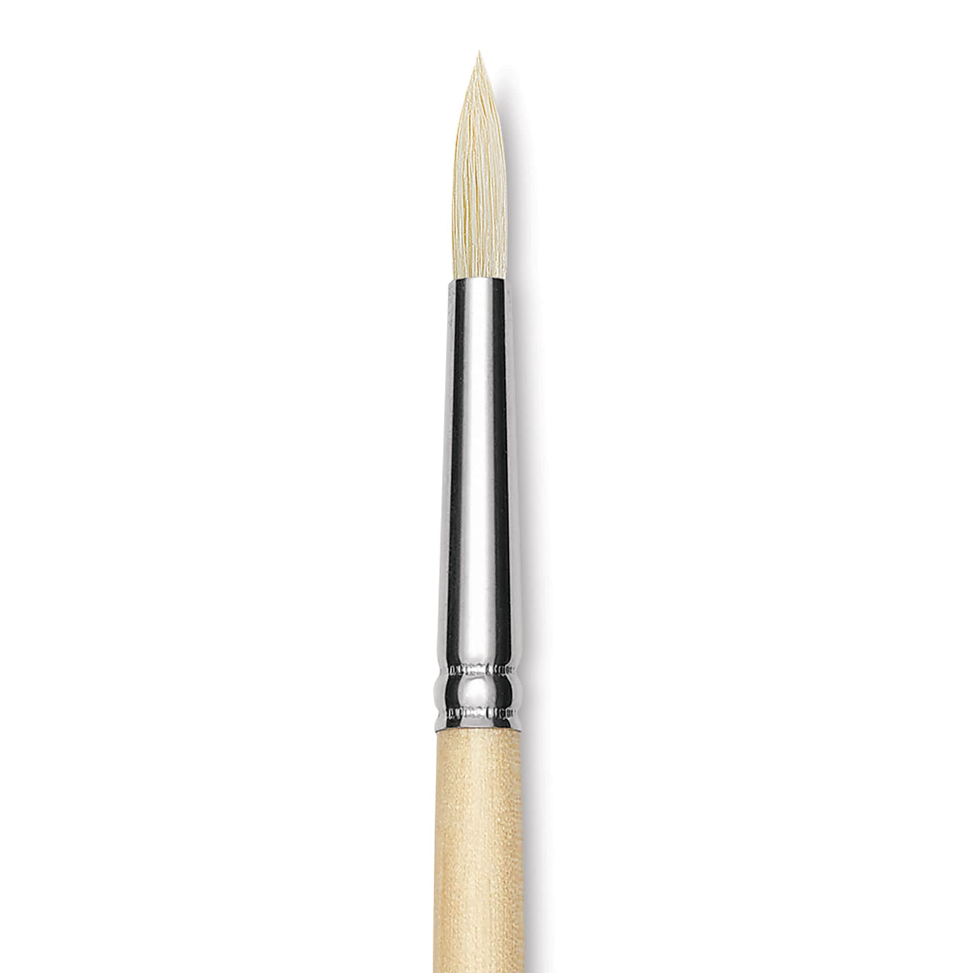 Utrecht Rhenish Pure Hog Bristle Brush - Round, Size 4, Long Handle