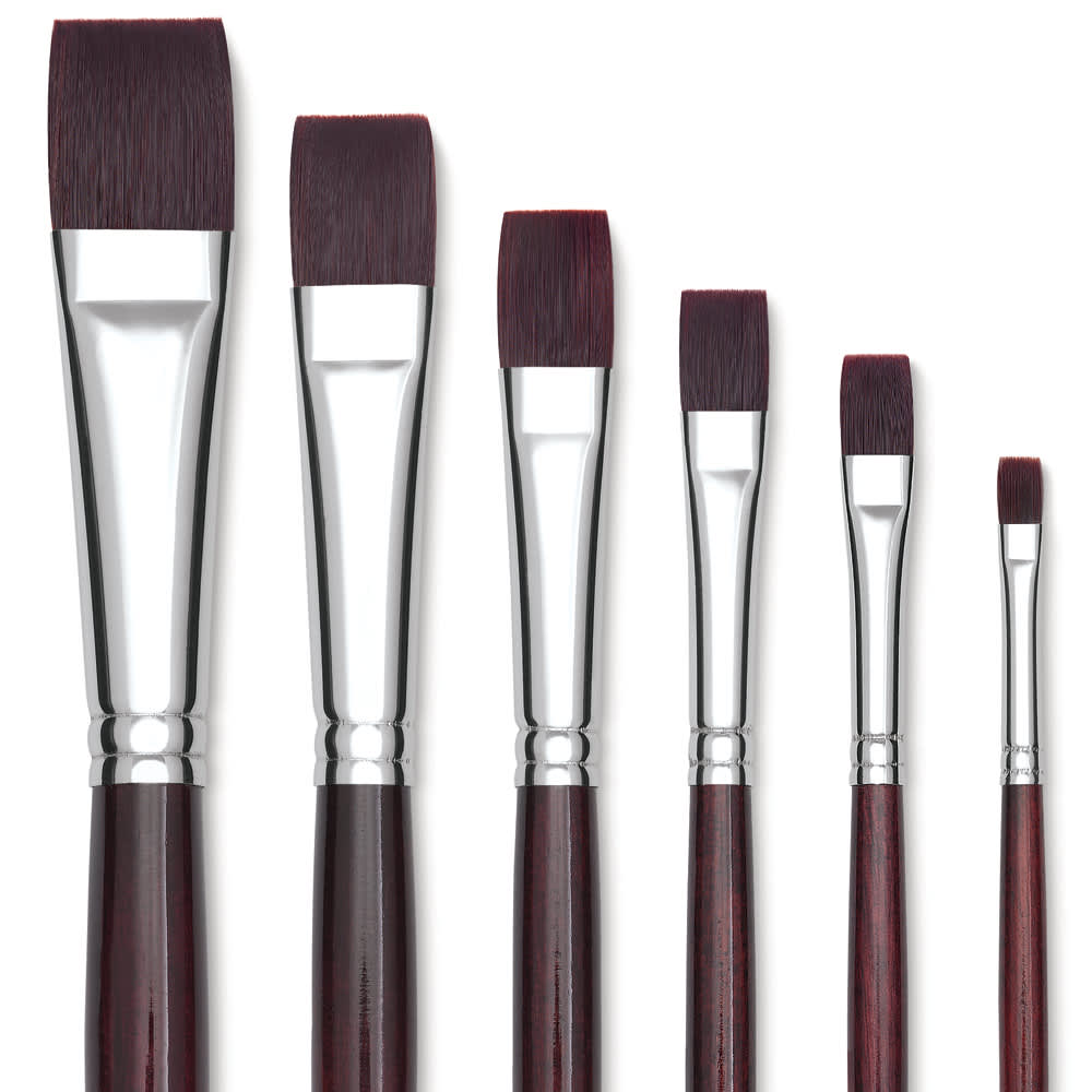 Utrecht Tuscan Synthetic Brushes -Closeup of various size Bright Brushes