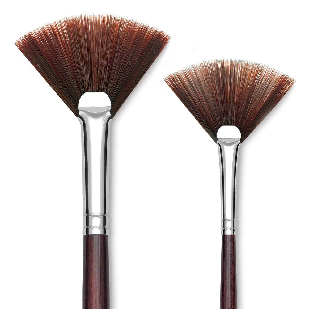 Utrecht Tuscan Synthetic Brushes - Closeup of 2 sizes of Fan Brushes