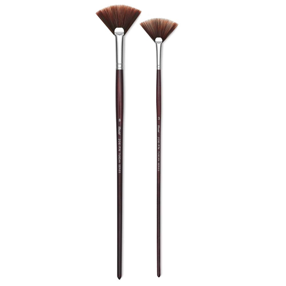 Utrecht Tuscan Synthetic Brushes - Long Handled Fan brushes shown vertically