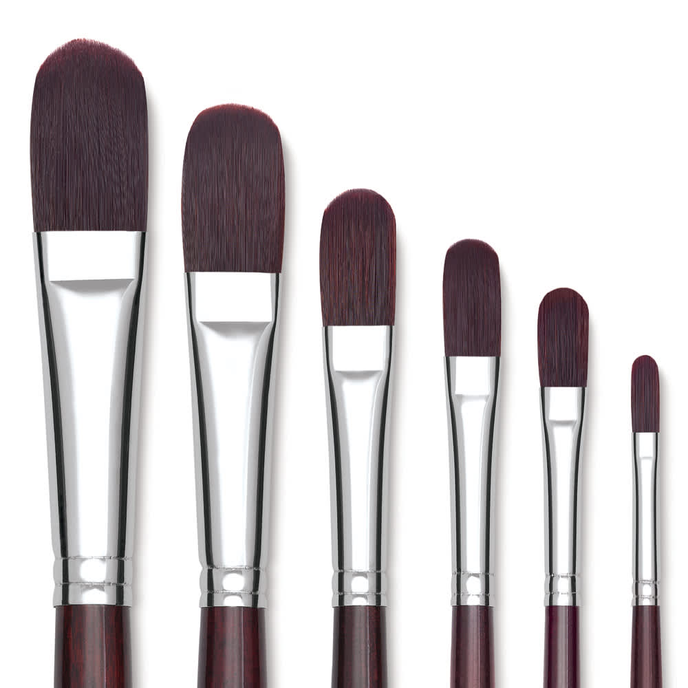 Utrecht Tuscan Synthetic Brushes - Closeup of various sizes of Filbert Brushes