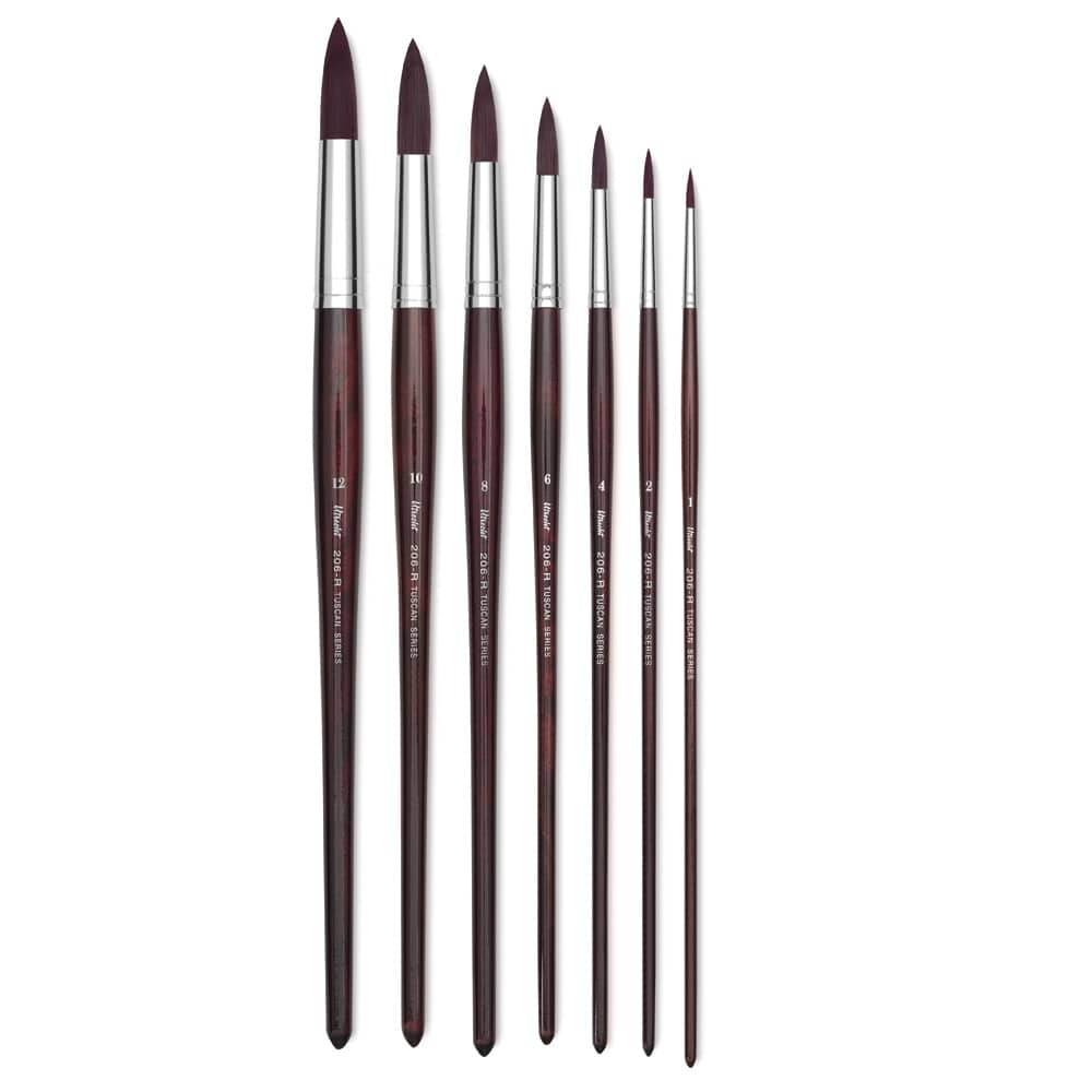 Utrecht Tuscan Synthetic Brushes - Long handled Round Brushes shown vertically Utrecht Tuscan Synthetic Brushes - Long handled Round Brushes shown vertically