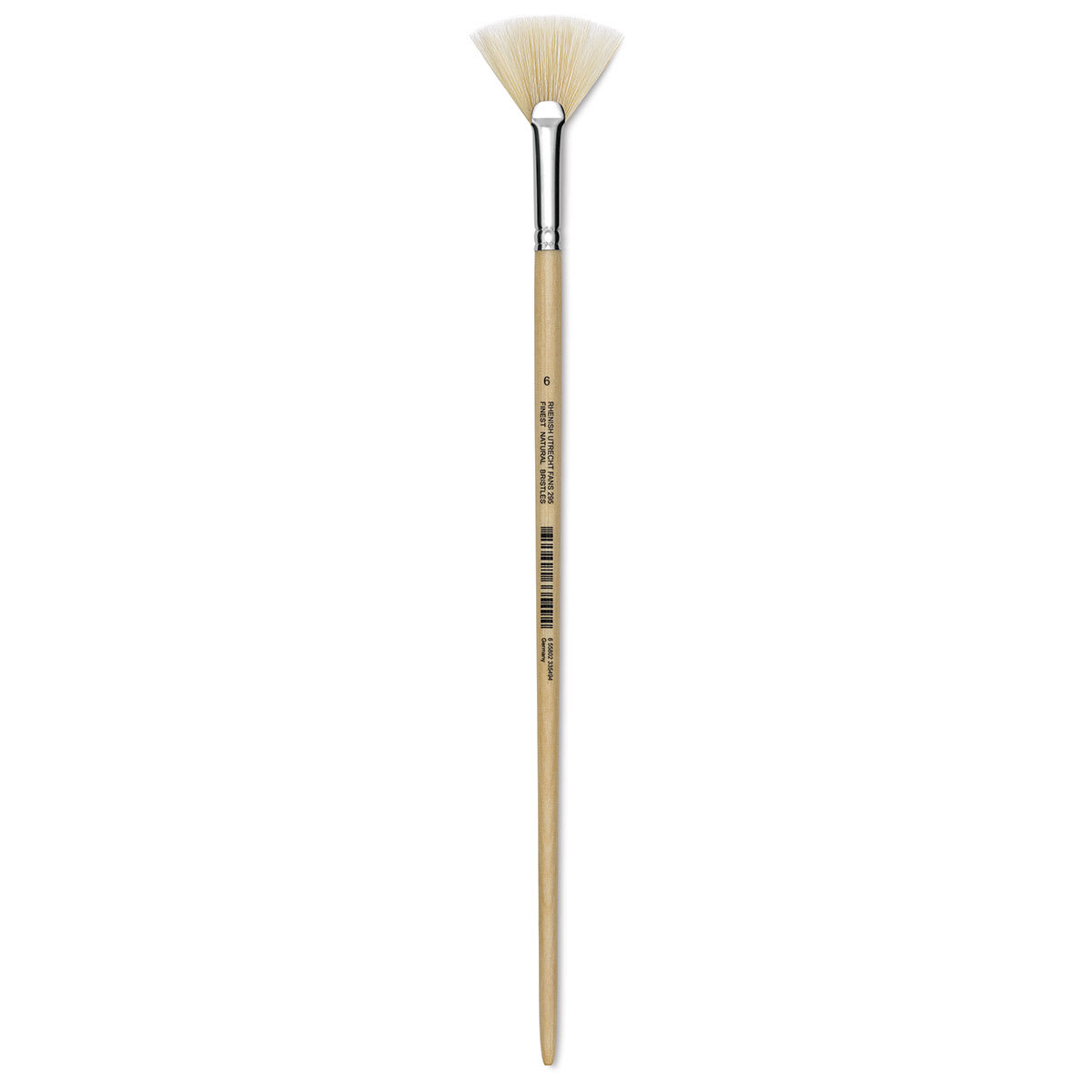 Utrecht Rhenish Pure Hog Bristle Brush - Fan, Size 6, Long Handle (full length)