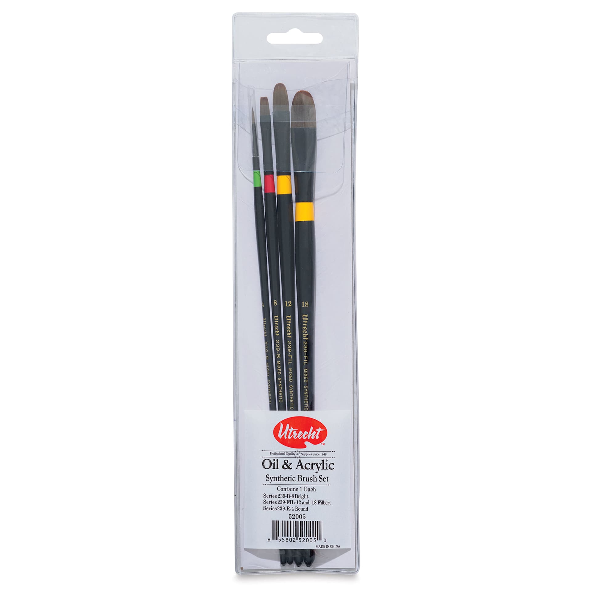Utrecht Manglon Brushes - Set of 4, Long Handle, in packaging Utrecht Manglon Brushes - Set of 4, Long Handle, in packaging