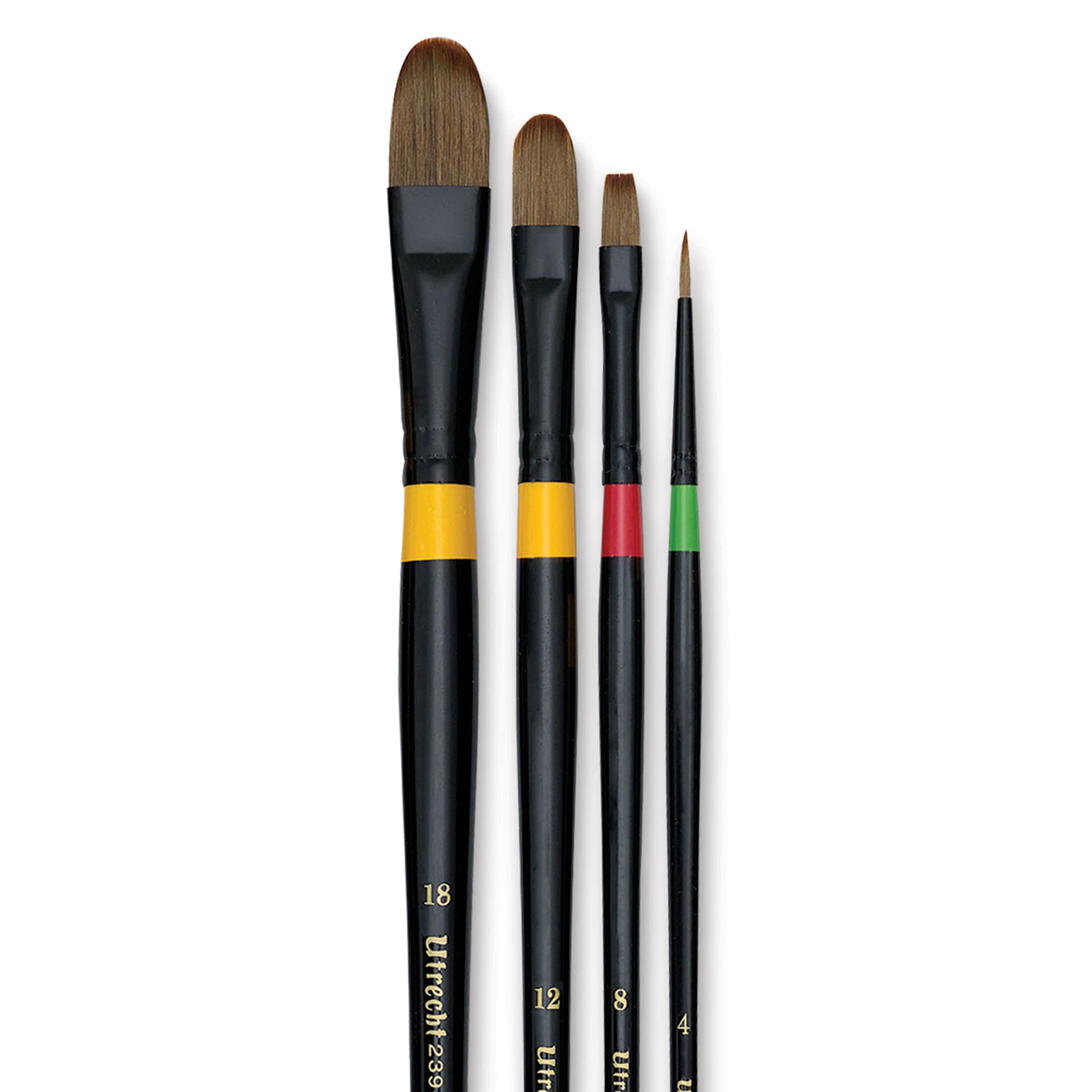 Utrecht Manglon Brushes - Set of 4, Long Handle, close up Utrecht Manglon Brushes - Set of 4, Long Handle, close up