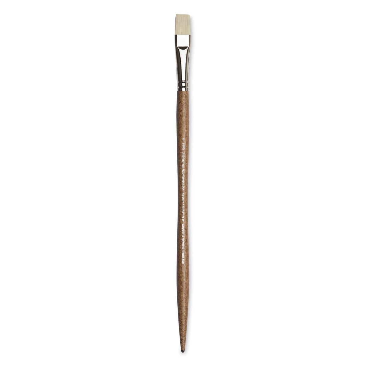 Winsor & Newton Artists' Oil Synthetic Hog Brush - Bright, Size 8, Long Handle (full length)