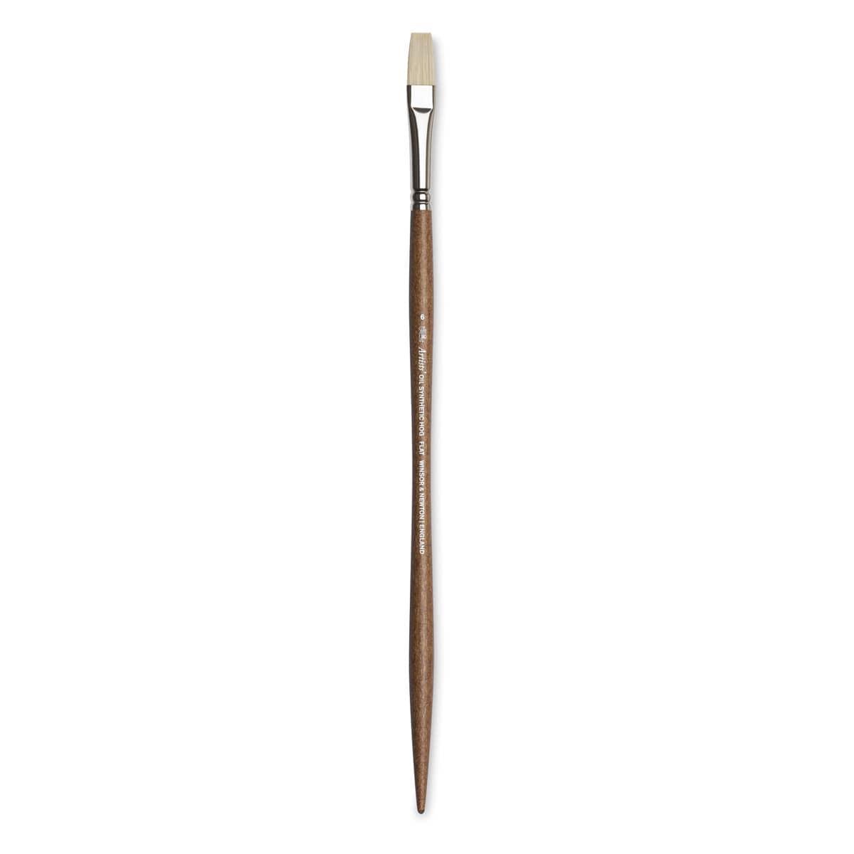 Winsor & Newton Artists' Oil Synthetic Hog Brush - Flat, Size 6, Long Handle (full length) Winsor & Newton Artists' Oil Synthetic Hog Brush - Flat, Size 6, Long Handle (full length)