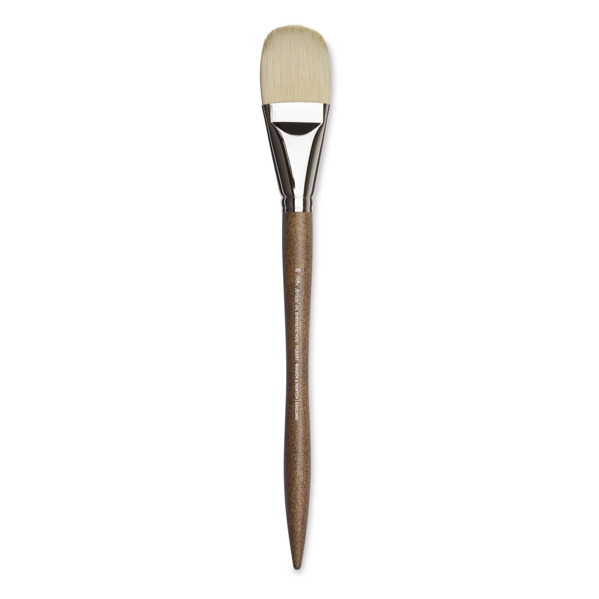 Winsor & Newton Artists' Oil Synthetic Hog Brush - Filbert, Size 20, Long Handle (full length)