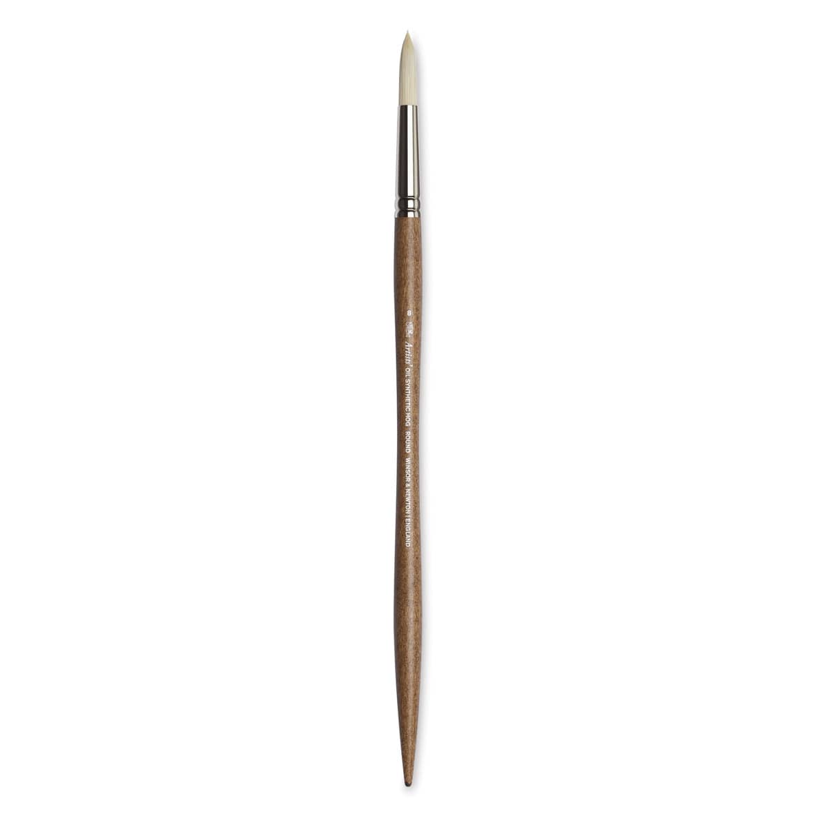 Winsor & Newton Artists' Oil Synthetic Hog Brush - Round, Size 8, Long Handle (full length)