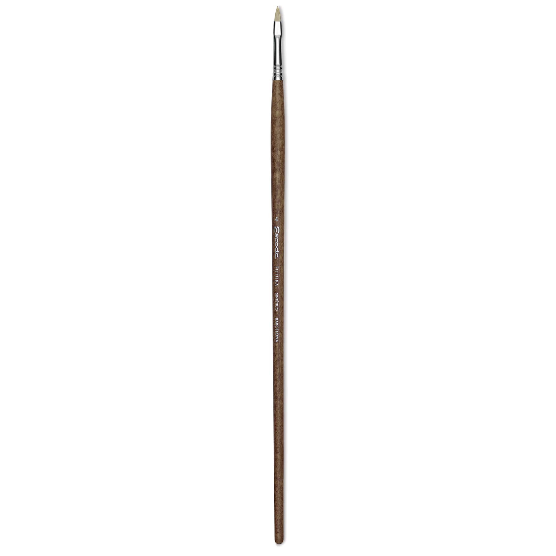 Escoda Futura Synthetic Bristle Brush - Series 5410, Short Filbert, Size 4, Long Handle