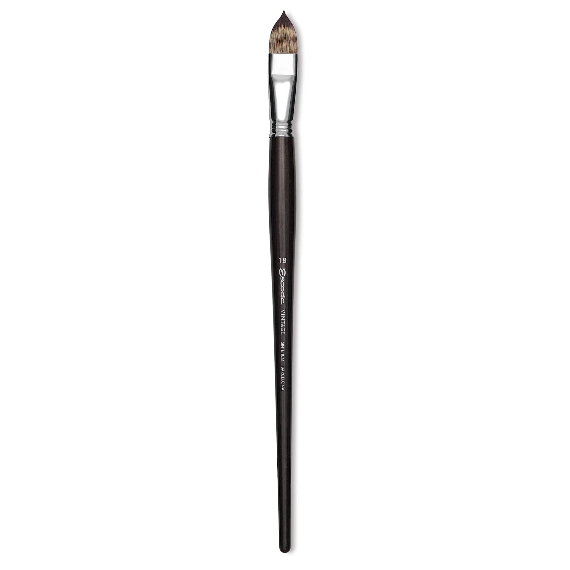 Escoda Vintage Synthetic Brush - Filbert, Long  Handle, Size 18