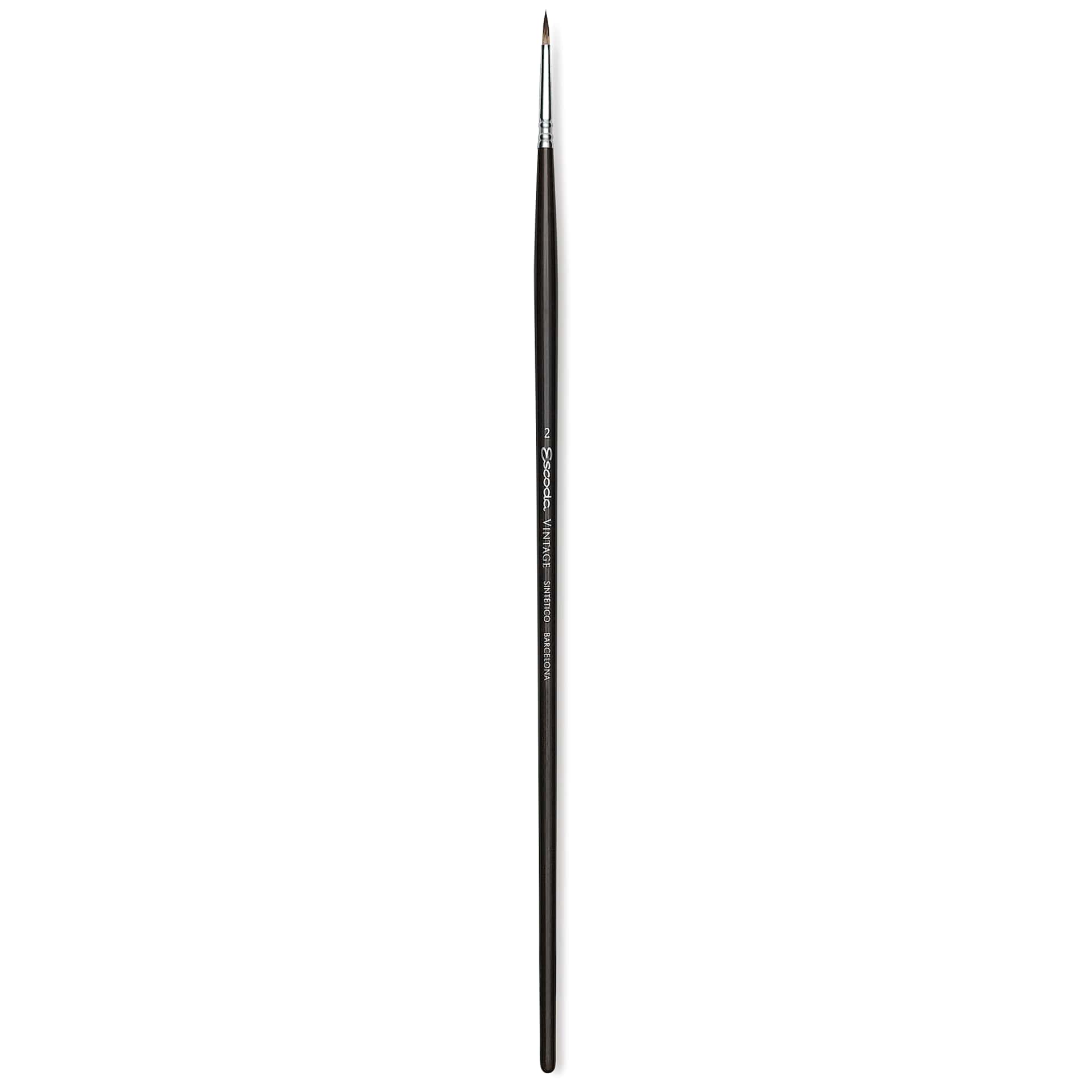 Escoda Vintage Synthetic Brush - Round Pointed, Long  Handle, Size 2