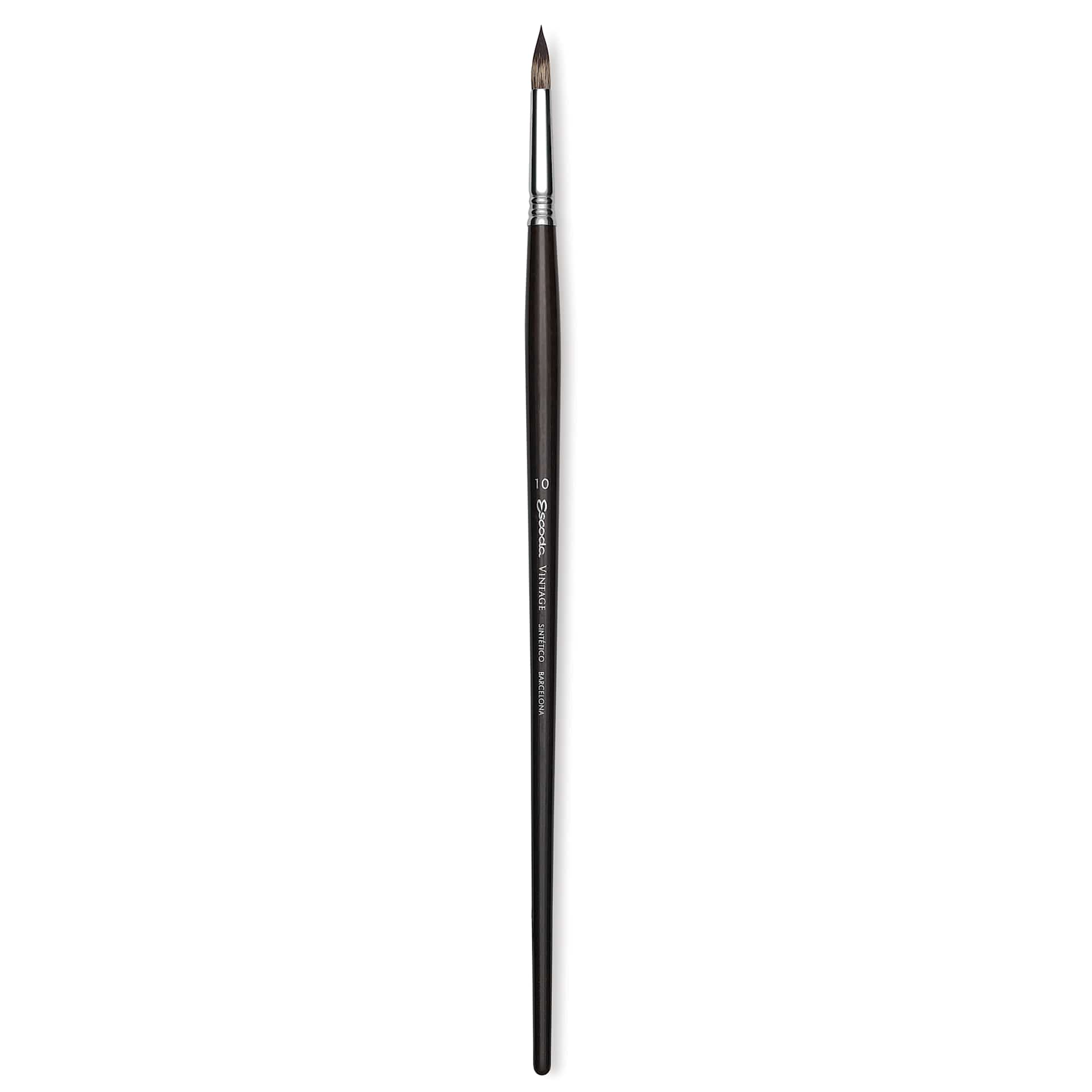 Escoda Vintage Synthetic Brush - Round Pointed, Long  Handle, Size 10
