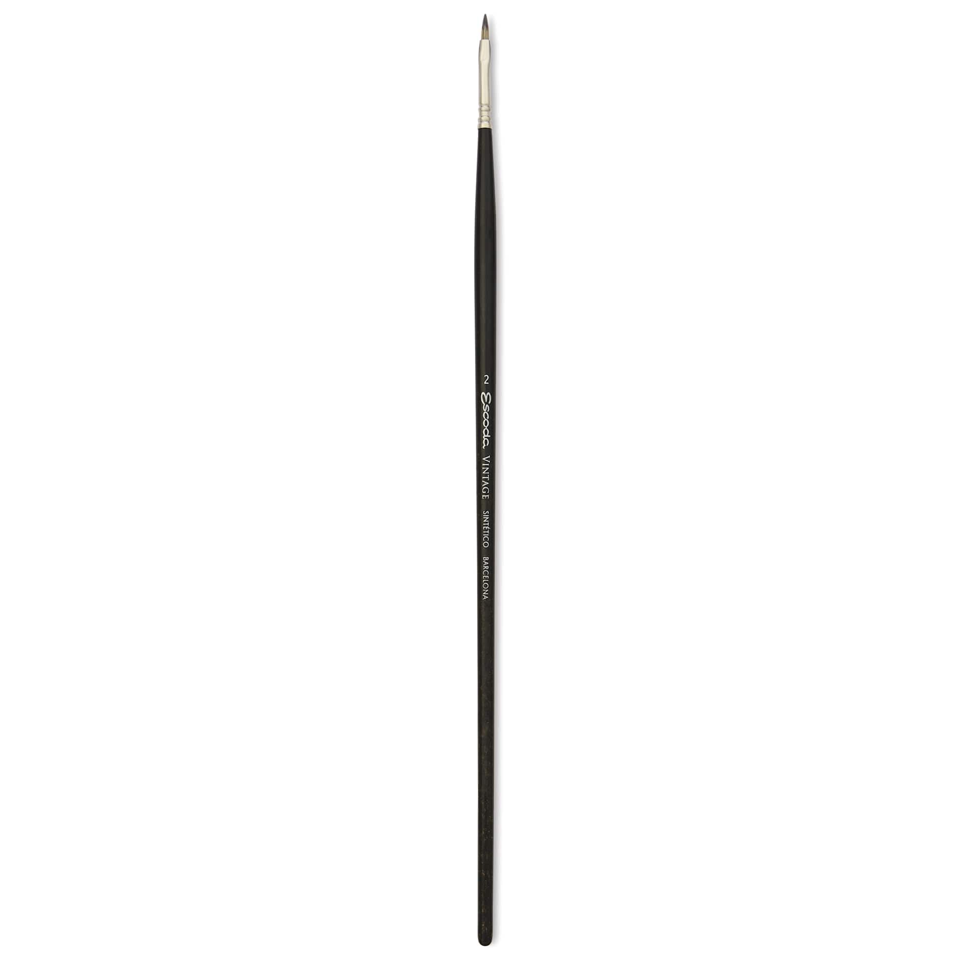 Escoda Vintage Synthetic Brush - Flat, Long Handle, Size 2