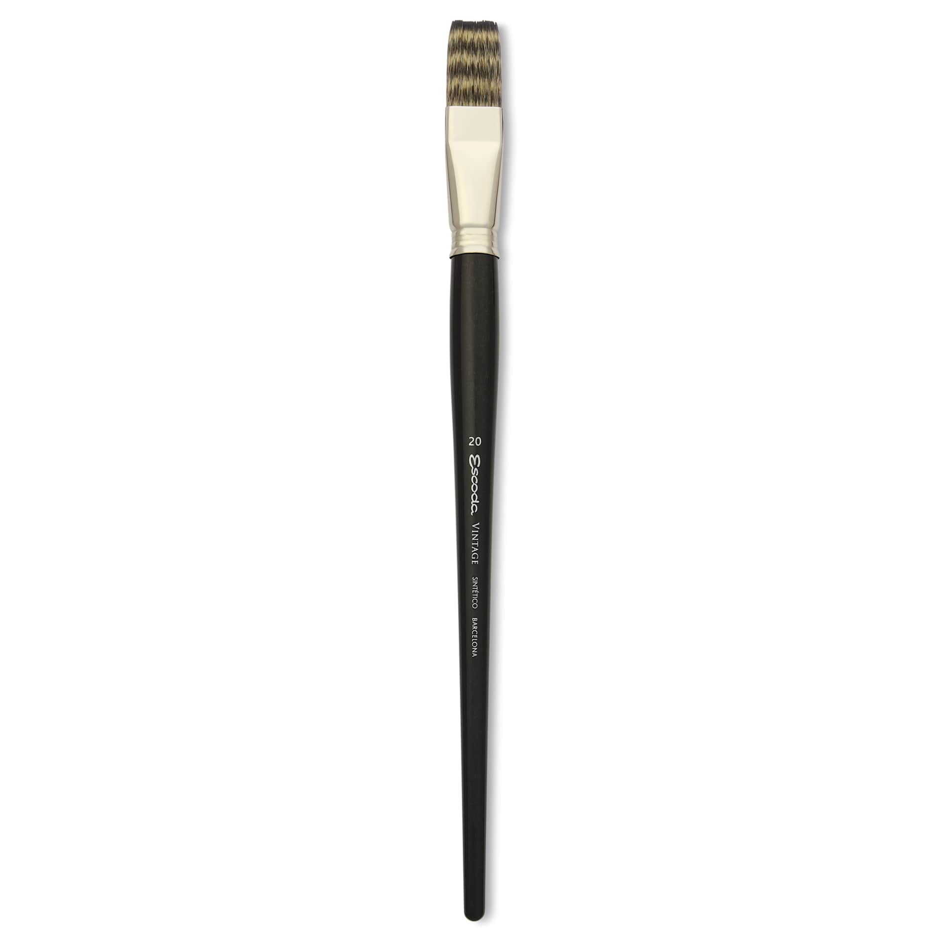 Escoda Vintage Synthetic Brush - Flat, Long  Handle, Size 20