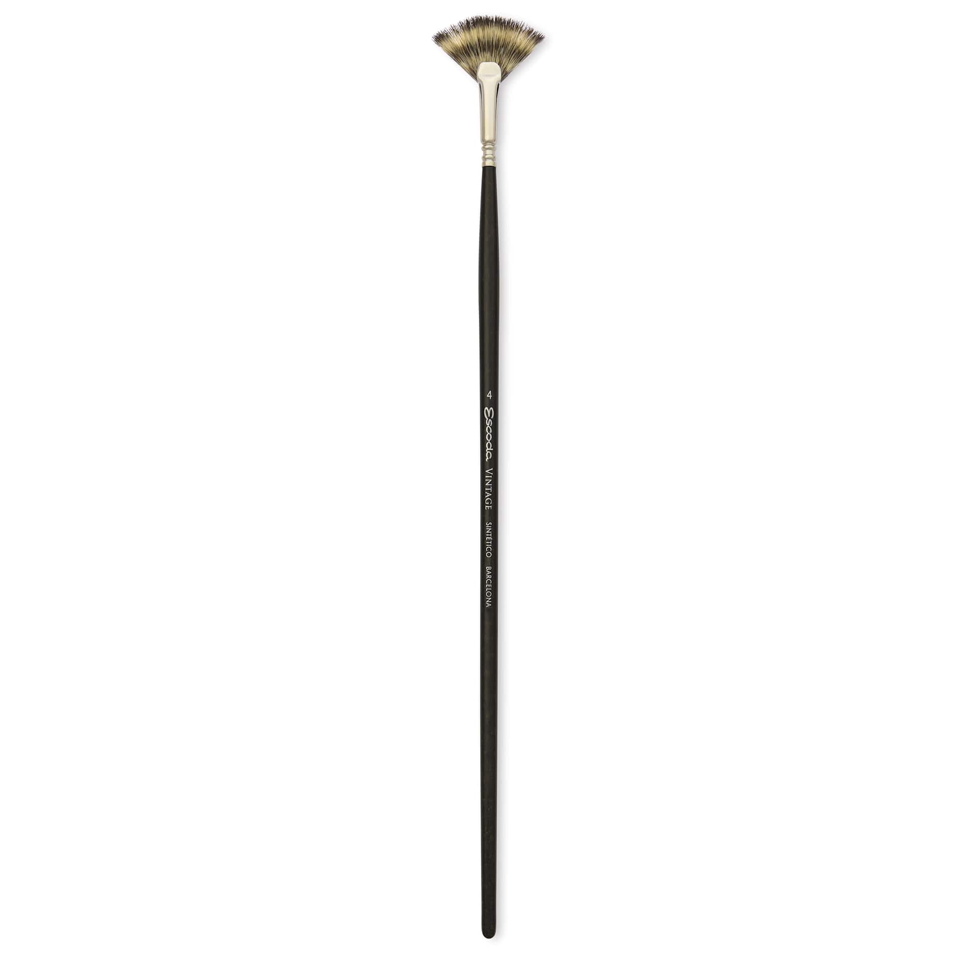 Escoda Vintage Synthetic Brush - Fan, Long  Handle, Size 4