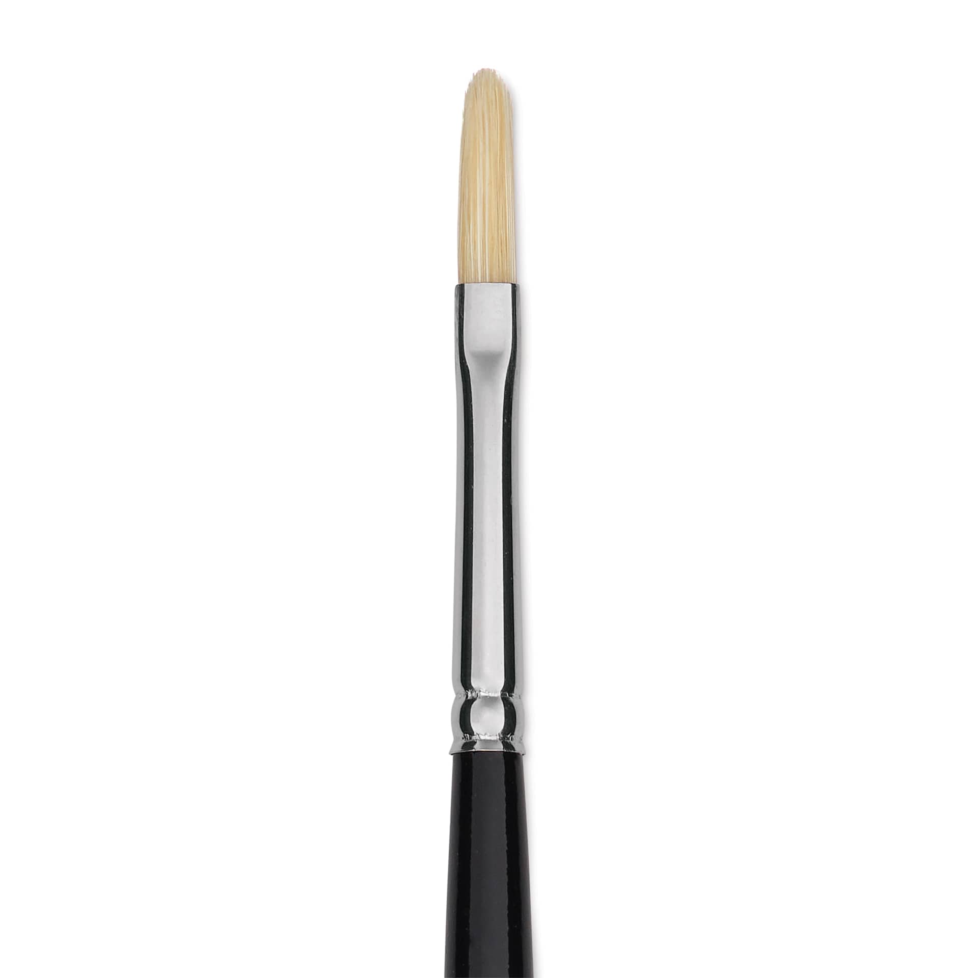 Trekell Hog Bristle Brush - Long Filbert, Long Handle, Size 0, close up