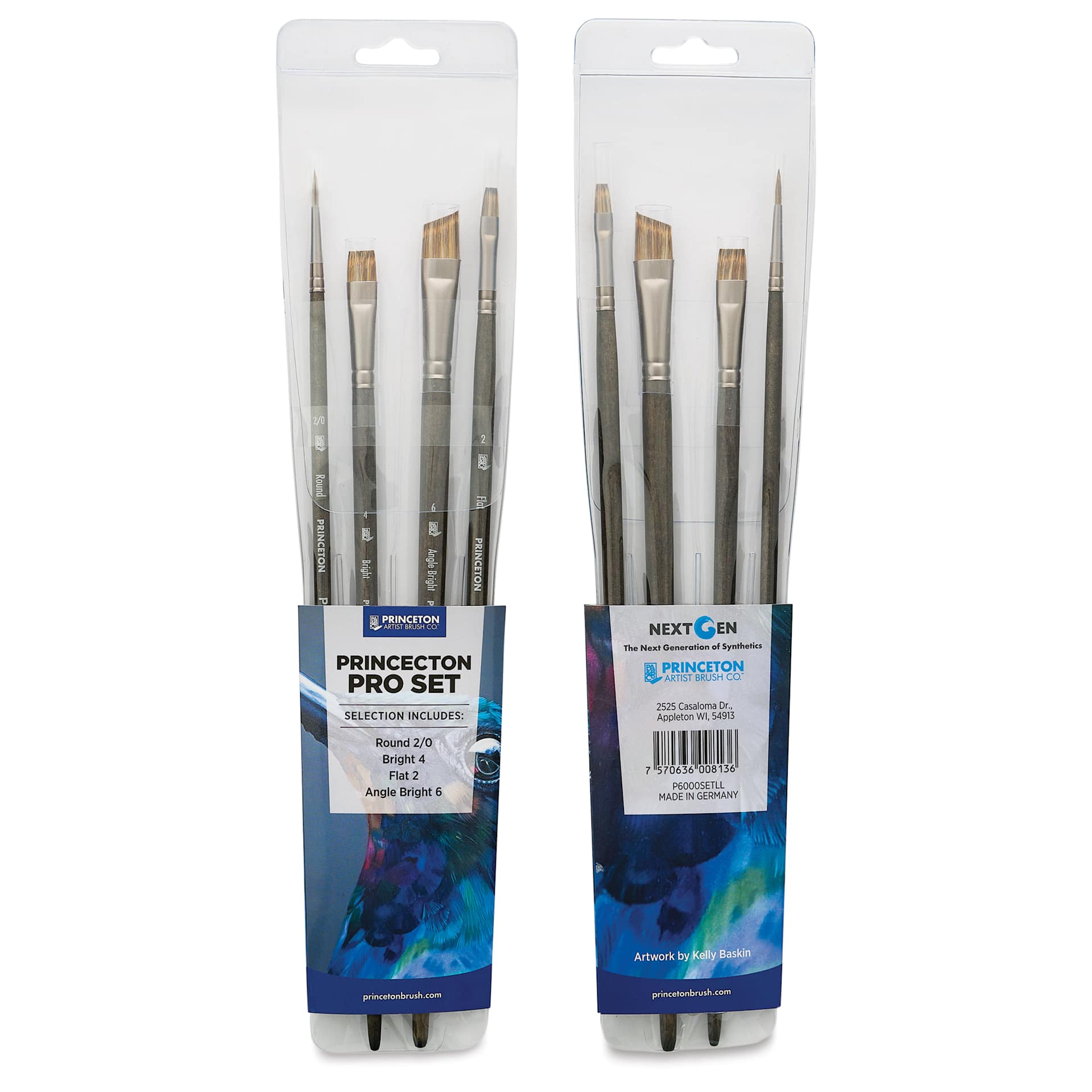 Princeton Pro Series 6000 Brushes - Blick Exclusive! Set of 4, front and back of packaging