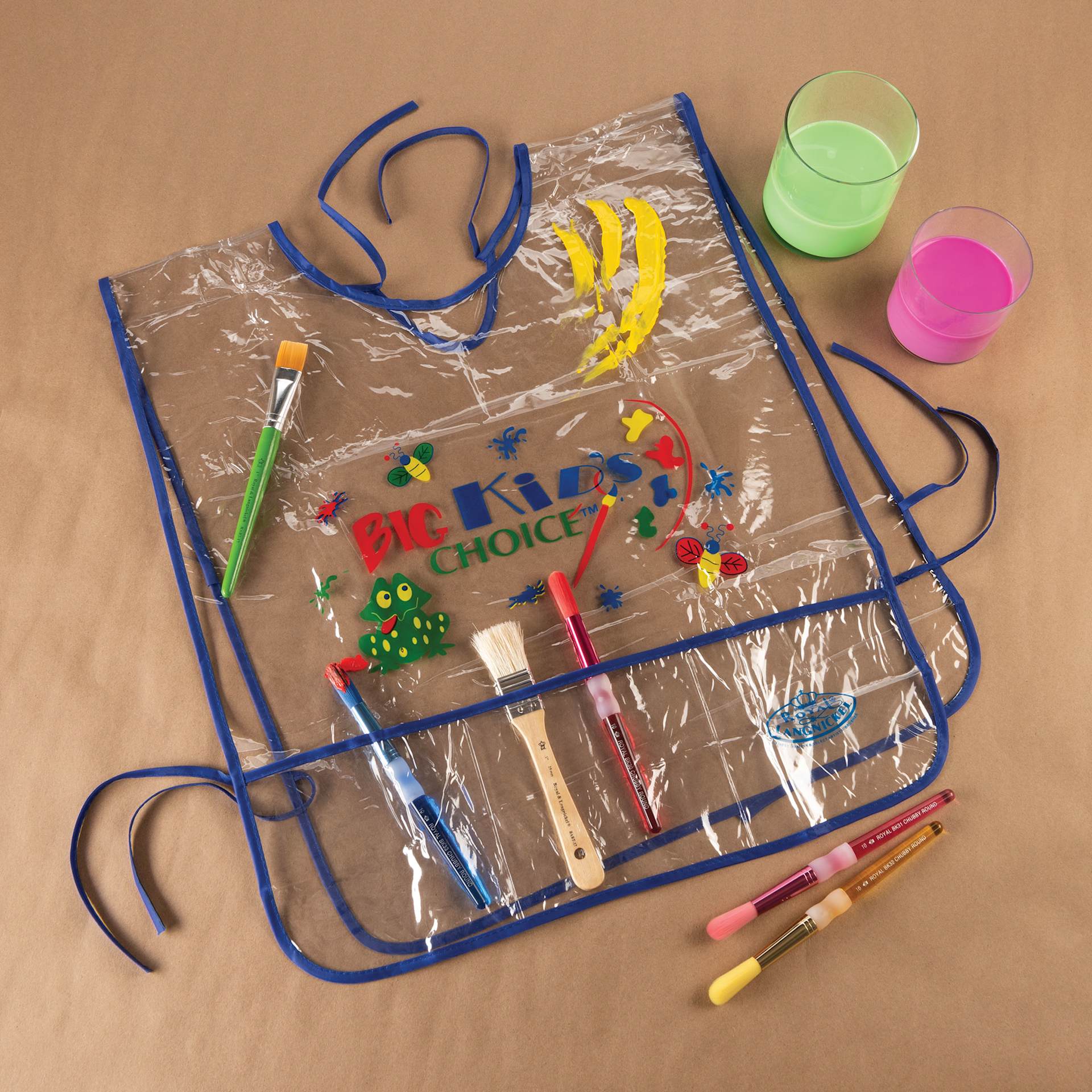 Royal & Langnickel Big Kid's Choice Apron, laid flat with brushes (not included) inserted in pockets Royal & Langnickel Big Kid's Choice Apron, laid flat with brushes (not included) inserted in pockets