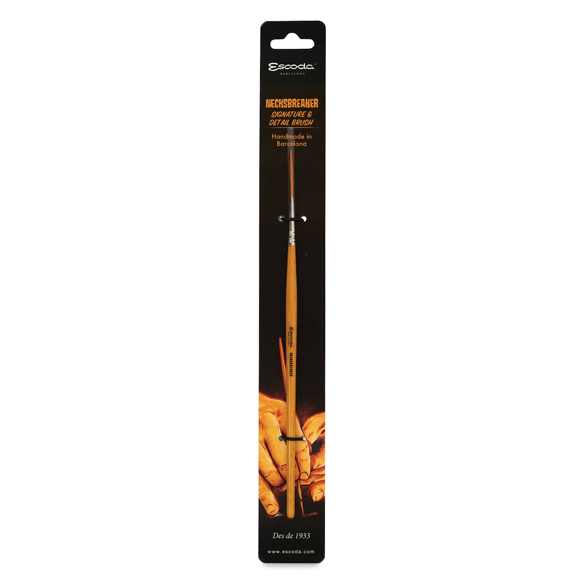 Escoda Necksbreaker Toray Gold Synthetic Pinstriping Brush - Detail Round, in packaging