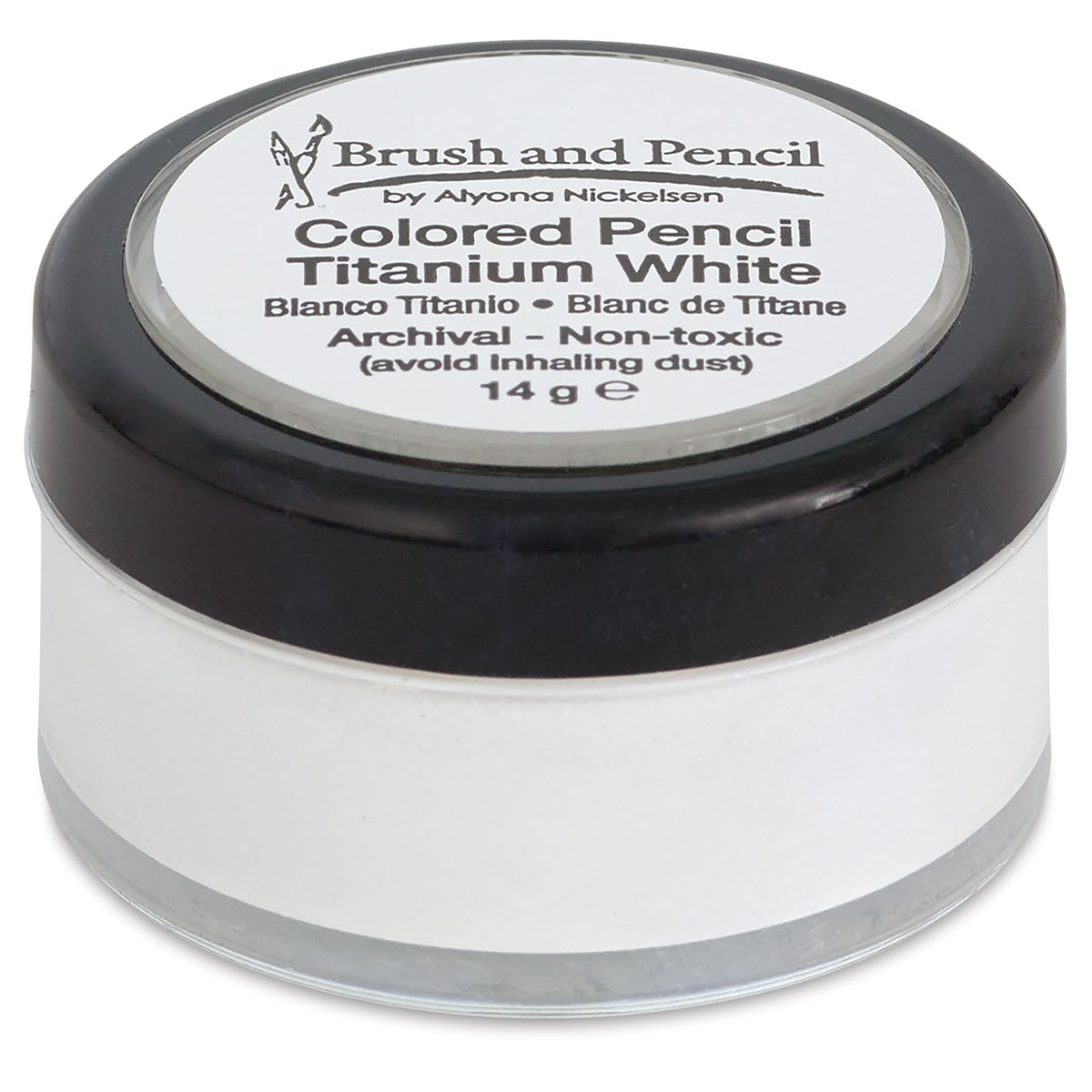 Brush and Pencil Colored Pencil Titanium White - Side view of 1.4g jar 