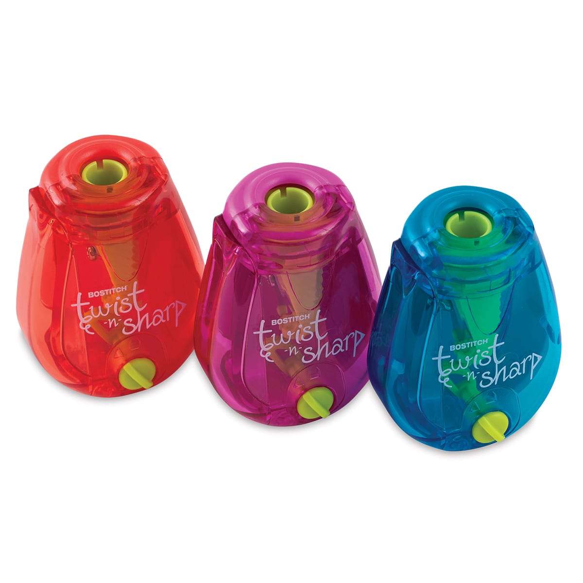 Bostitch Twist-n-Sharp Pencil Sharpener - Three Sharpeners shown in row