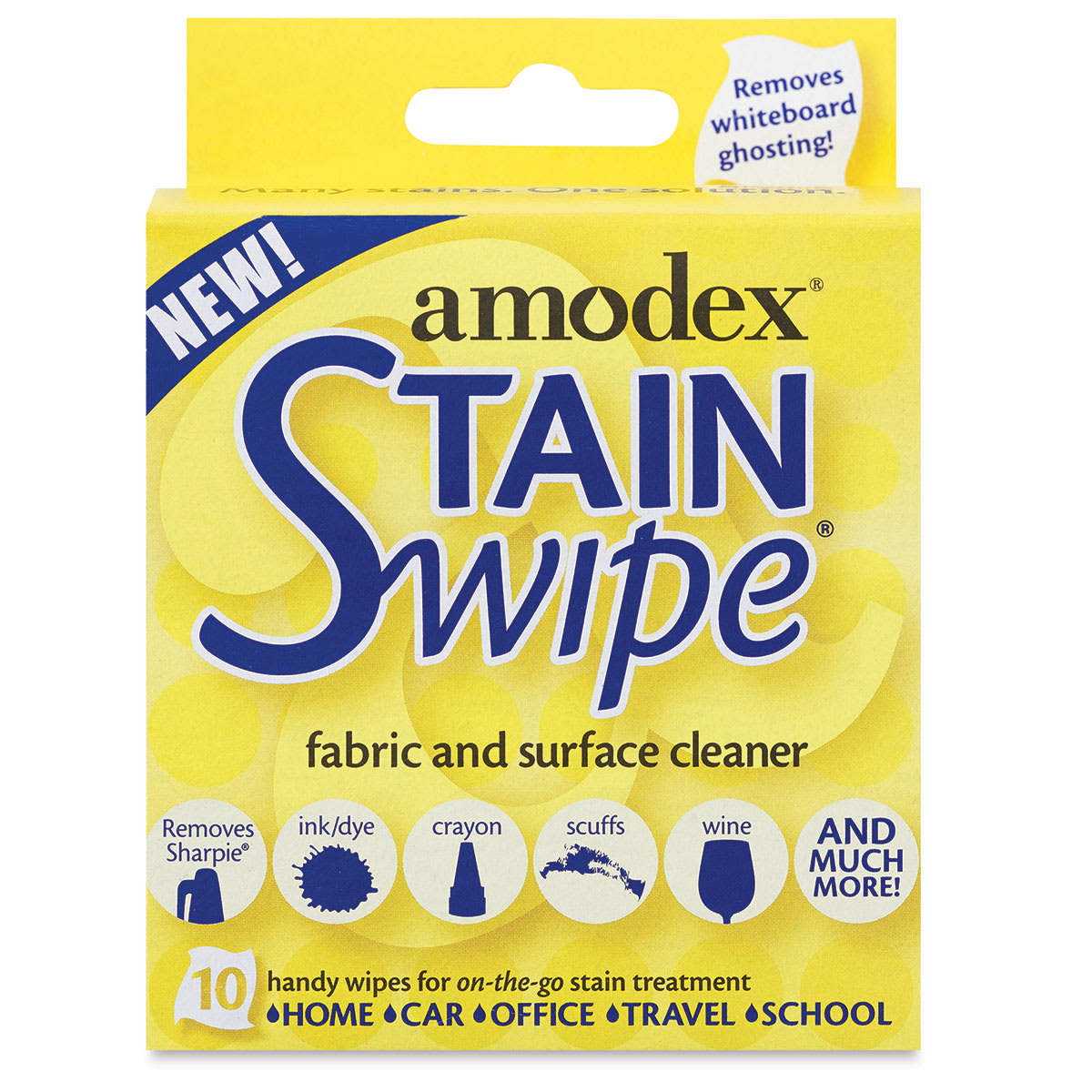 Amodex Ink and Stain Remover - Front of package of 10 Stain Remover Swipes
