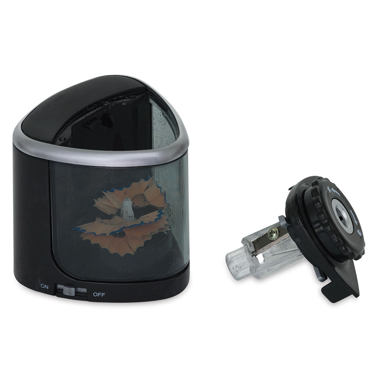 Mobius & Ruppert Battery Operated Pencil Sharpener Shown with blades removed
