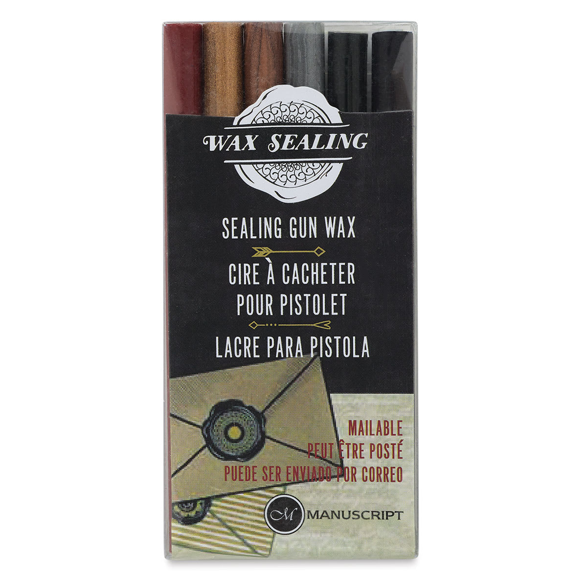 Manuscript Sealing Gun Wax Sticks - Assorted Colors, Pkg of 6, front of packaging