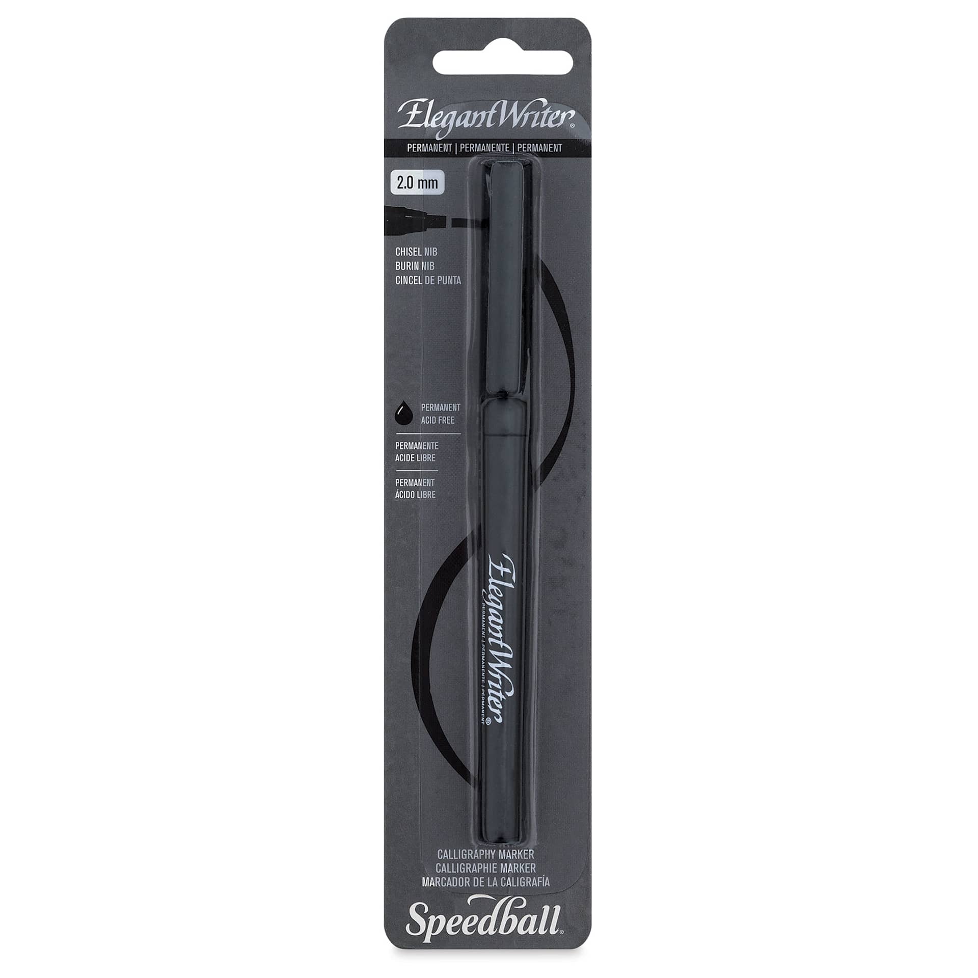 Speedball Elegant Writer Permanent Marker - Black, 2.0 mm, chisel Tip front of package