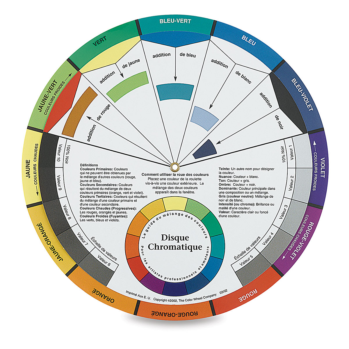 Artists’ Color Wheel in French - Standard Version, 9-1/4" Dia. (front) Artists’ Color Wheel in French - Standard Version, 9-1/4" Dia. (front)