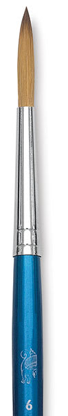 Winton & Newton Cotman Watercolor Brush - Close-up of Designers' Round, Short Handle, Size 6 close-up