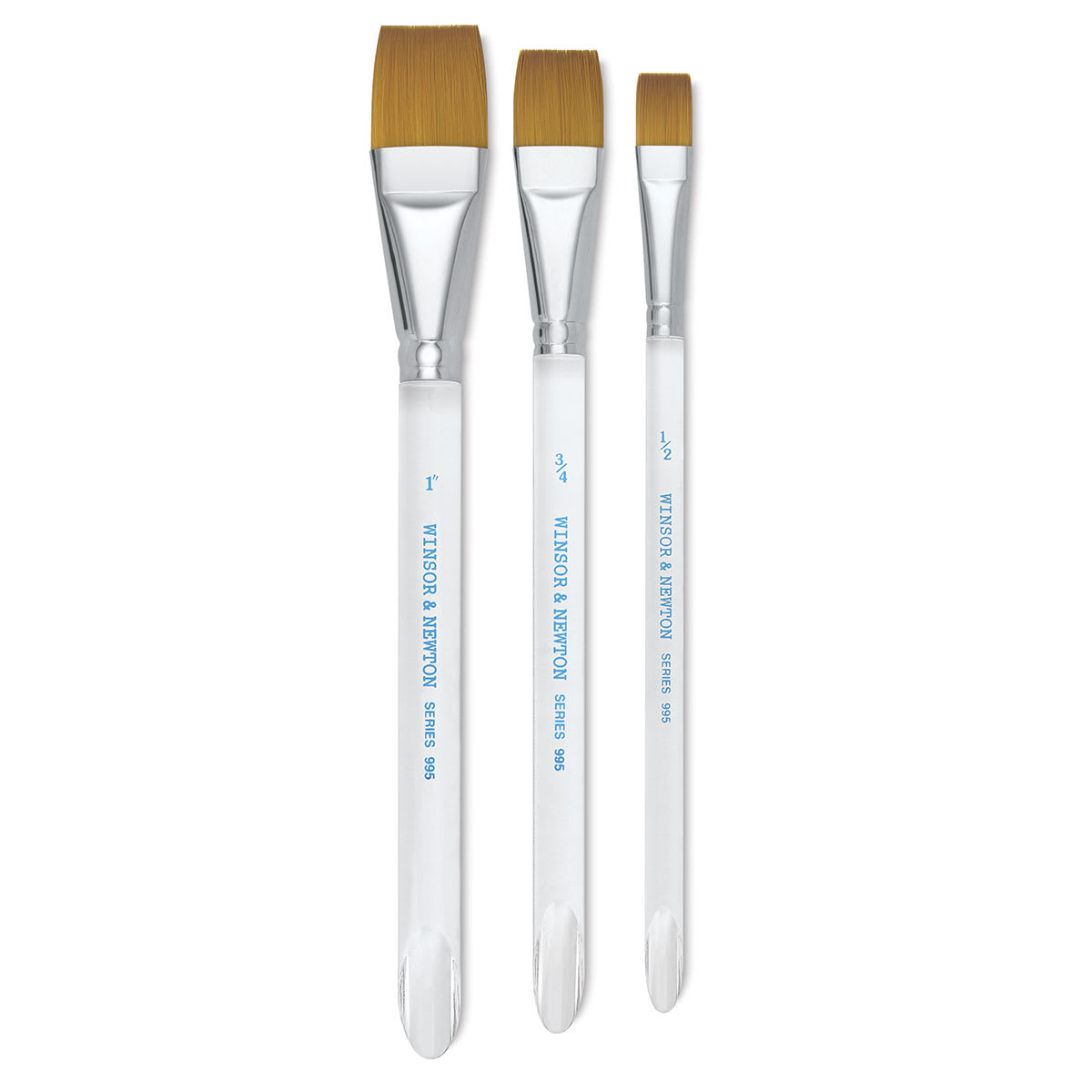 Winsor & Newton Series 995 Flat Wash Brushes - 3 brushes shown upright