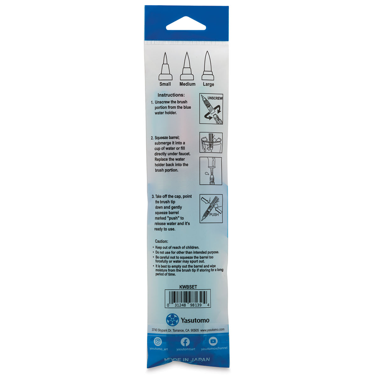 Niji Waterbrush - Set of 3 (back of package)