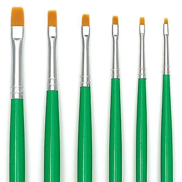 Blick Economy Ox/Pony Hair Brush - Bright, Long Handle, Set of 6 close up