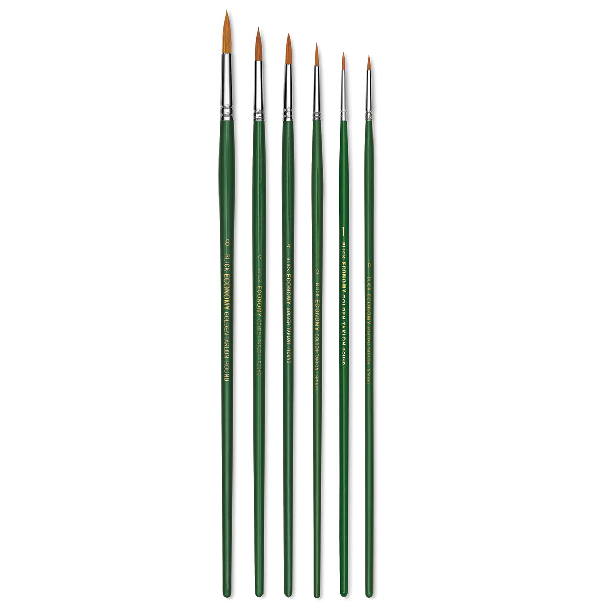 Blick Economy Golden Taklon Brush Set - Round, Long Handle, Set of 6