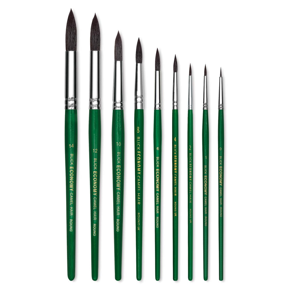 Blick Economy Camel Hair Brush Set - Round, Short Handle, Set of 9