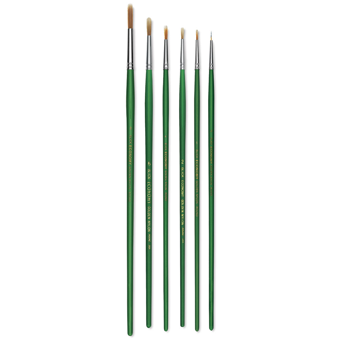 Blick Economy Golden Nylon Brush Set - Round, Long Handle, Set of 6