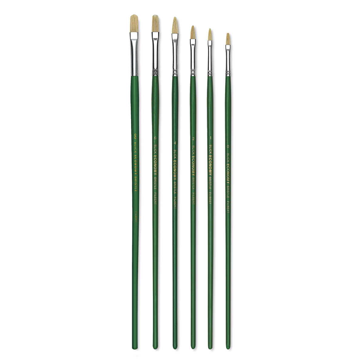 Blick Economy White Bristle Brush Set - Filbert, Set of 6